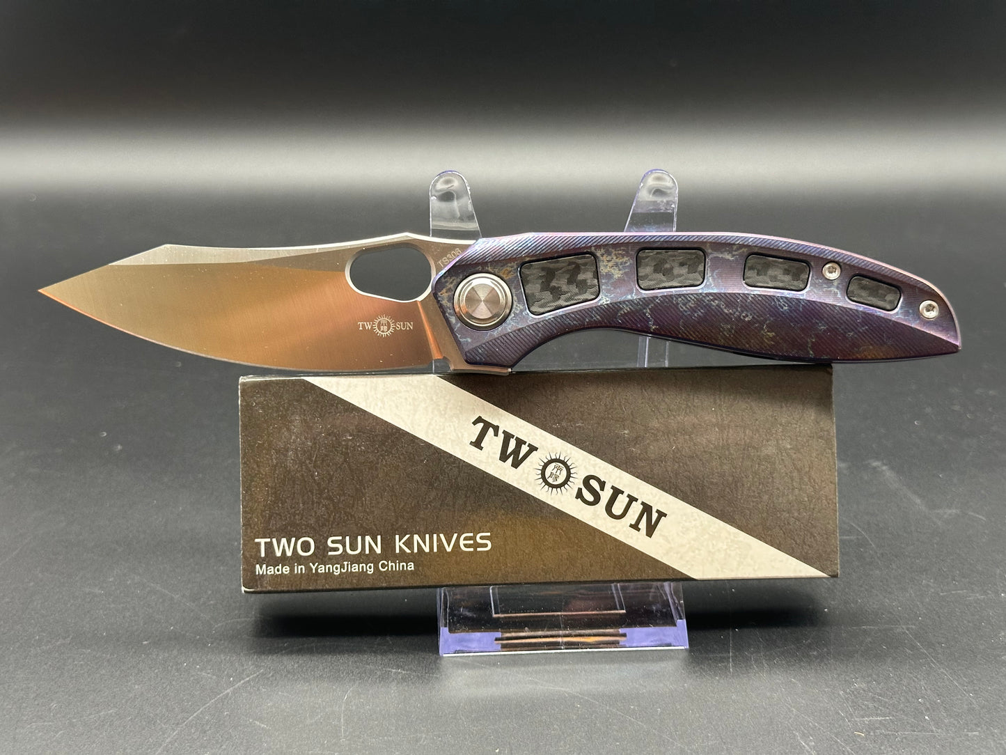 TWOSUN FOLDING KNIFE COLOR TITANIUM HANDLE PLAIN EDGE M390 STEEL TS306-M390-COLOR