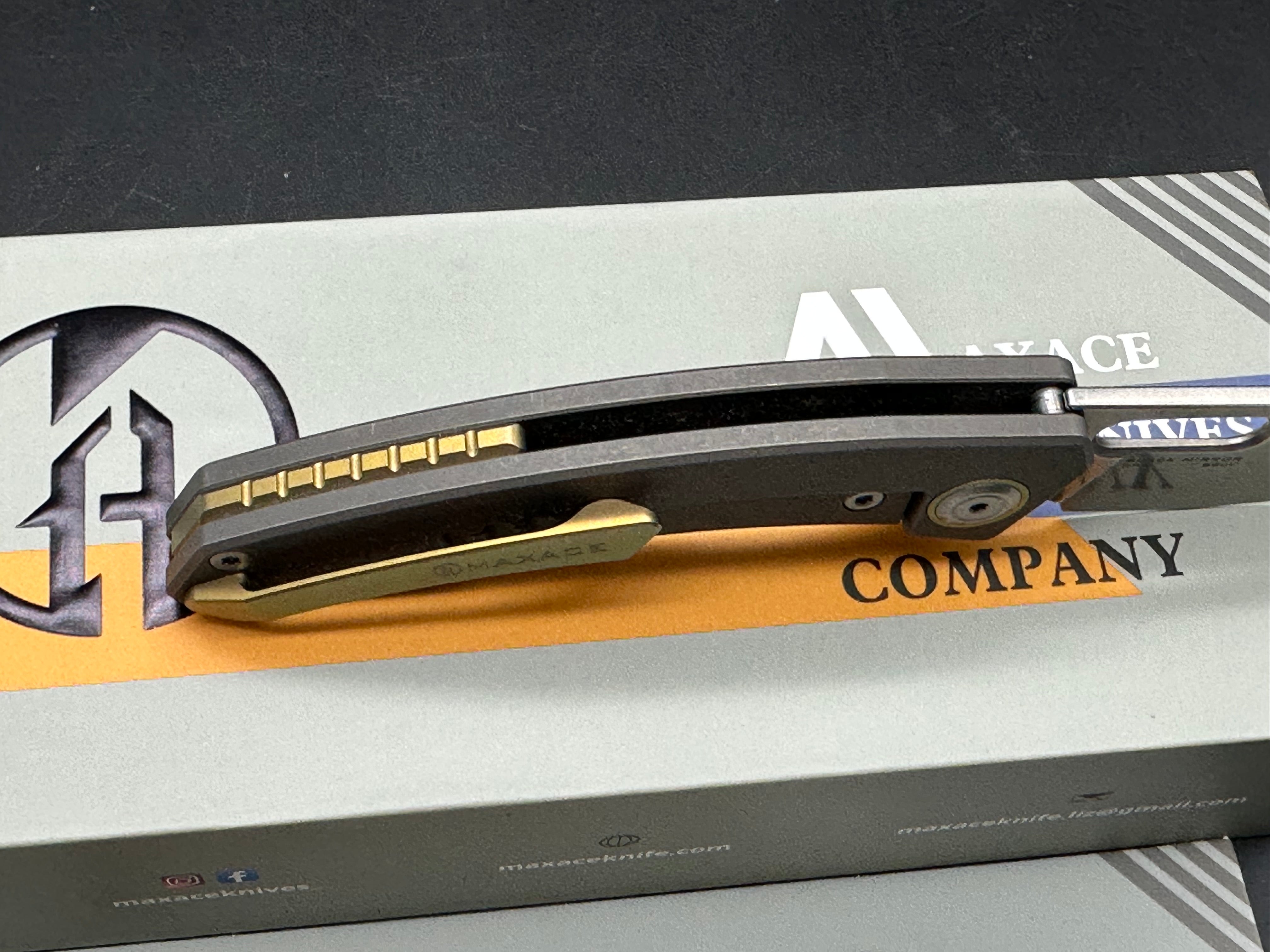 Maxace Black Mirror Solid Titanium Handle, 3.28" CPM-S90v Blade
