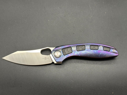 TWOSUN FOLDING KNIFE COLOR TITANIUM HANDLE PLAIN EDGE M390 STEEL TS306-M390-COLOR