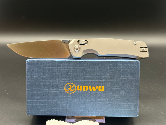 KUNWU X-TAO FOLDING KNIFE HANDLE ELMAX PLAIN EDGE SATIN FINISH