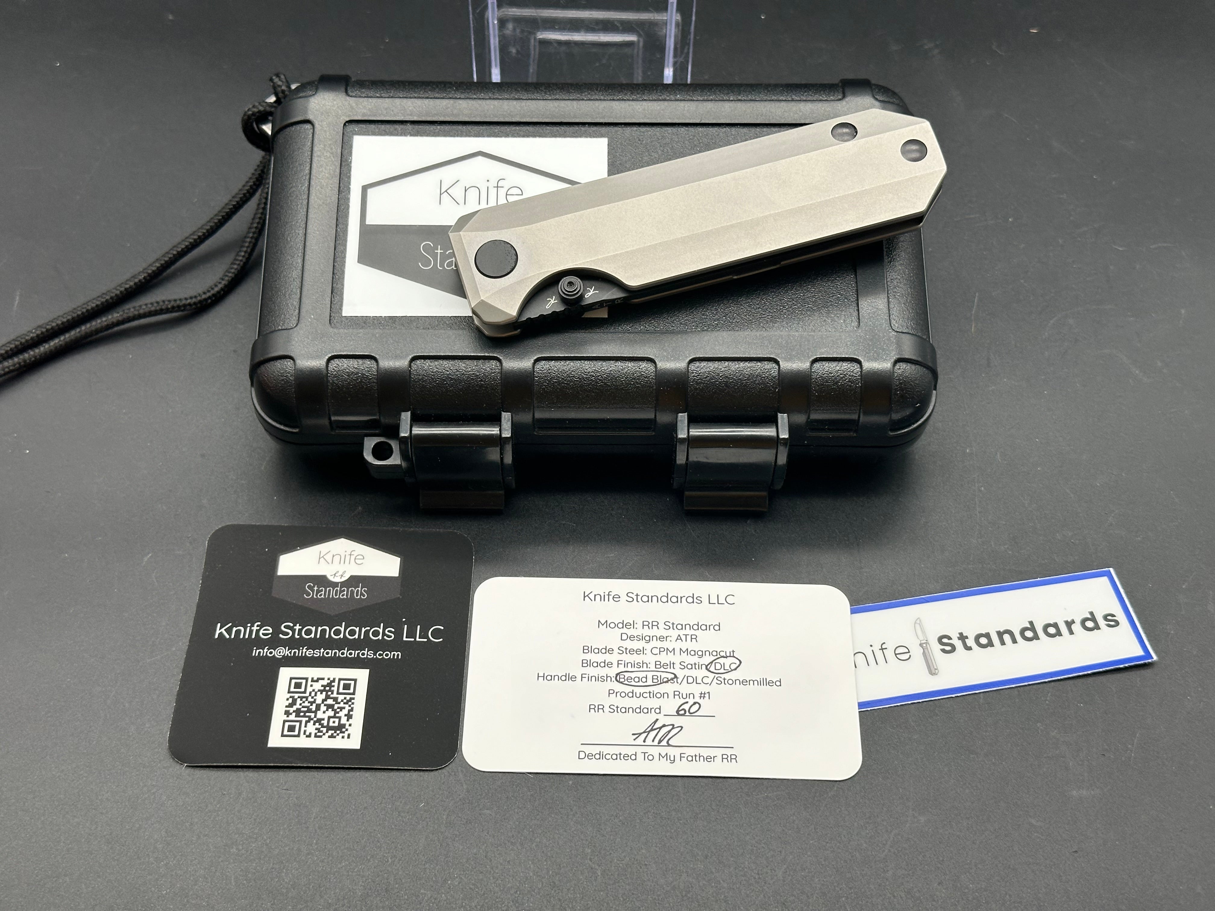 Knife Standards RR Standard beadblast titanium handle w/DLC Magnacut blade