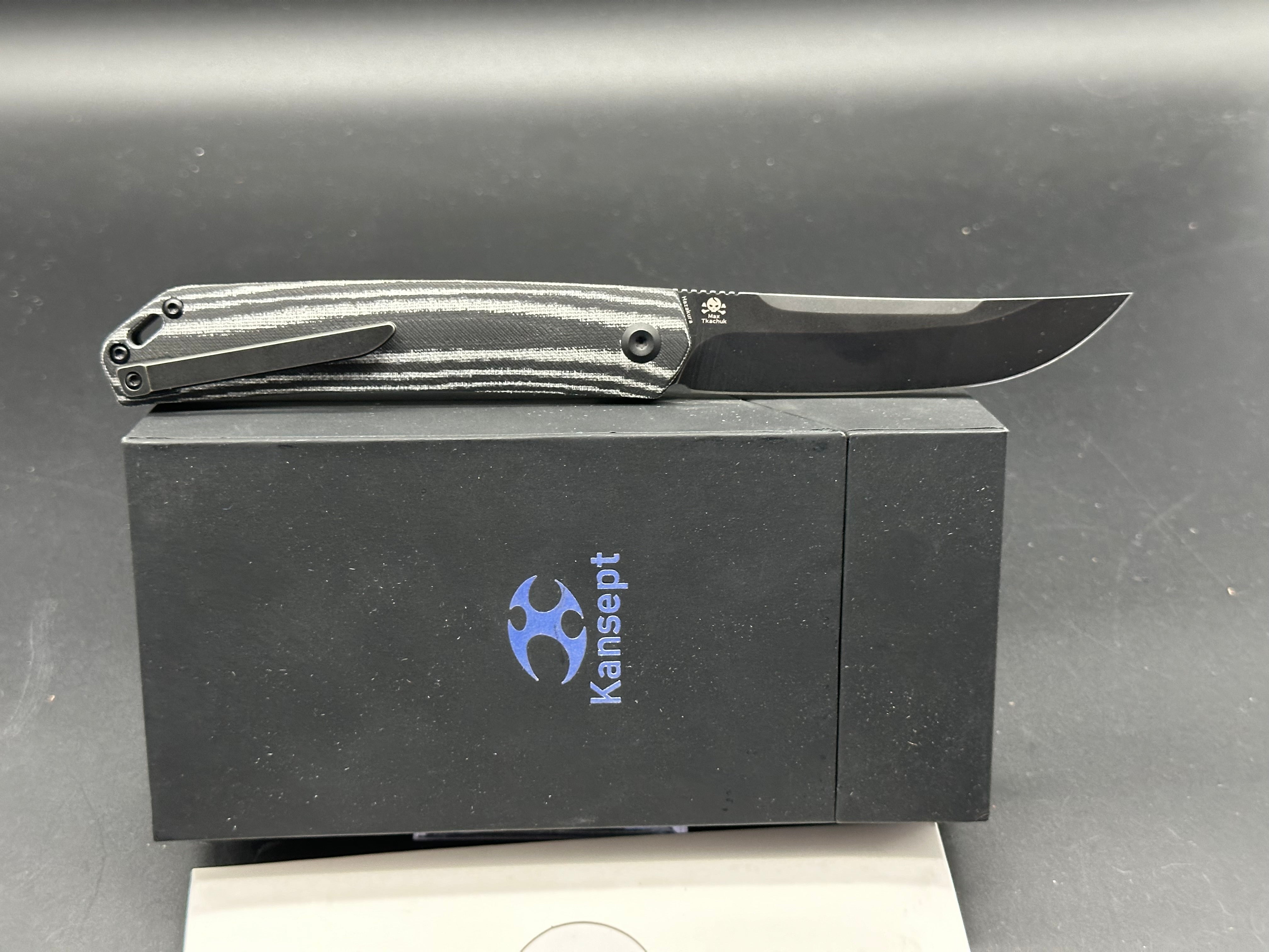 Kansept Knives Hazakura Black/White Micarta (3.5" Black Stonewash)