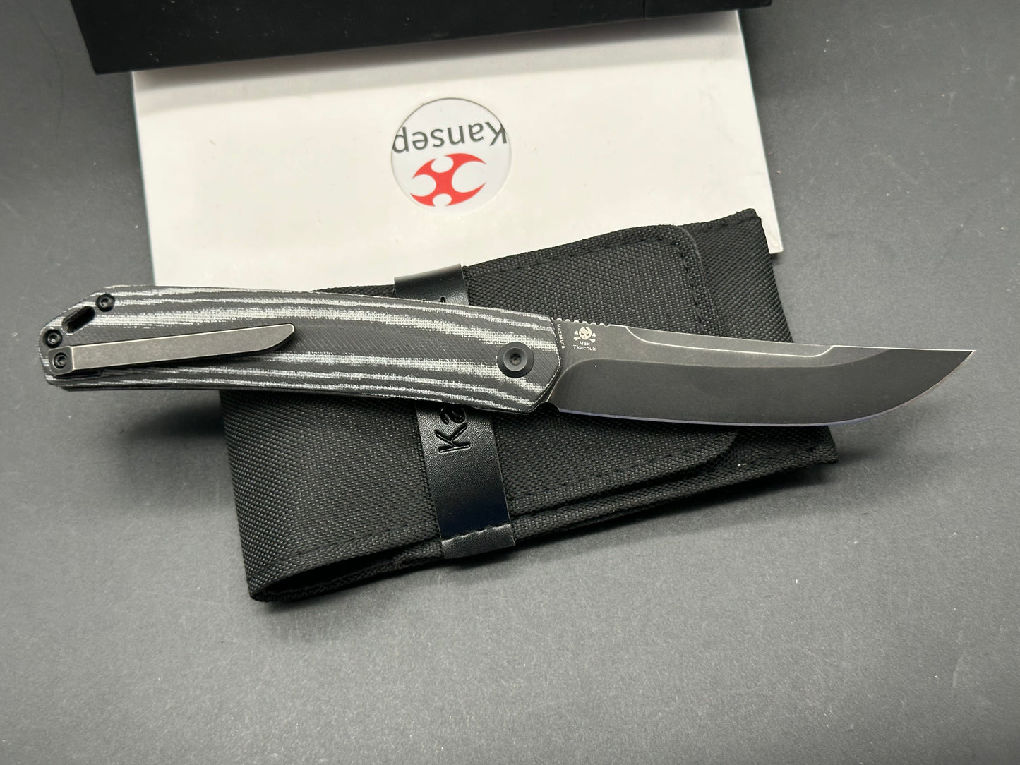 Kansept Knives Hazakura Black/White Micarta (3.5" Black Stonewash)