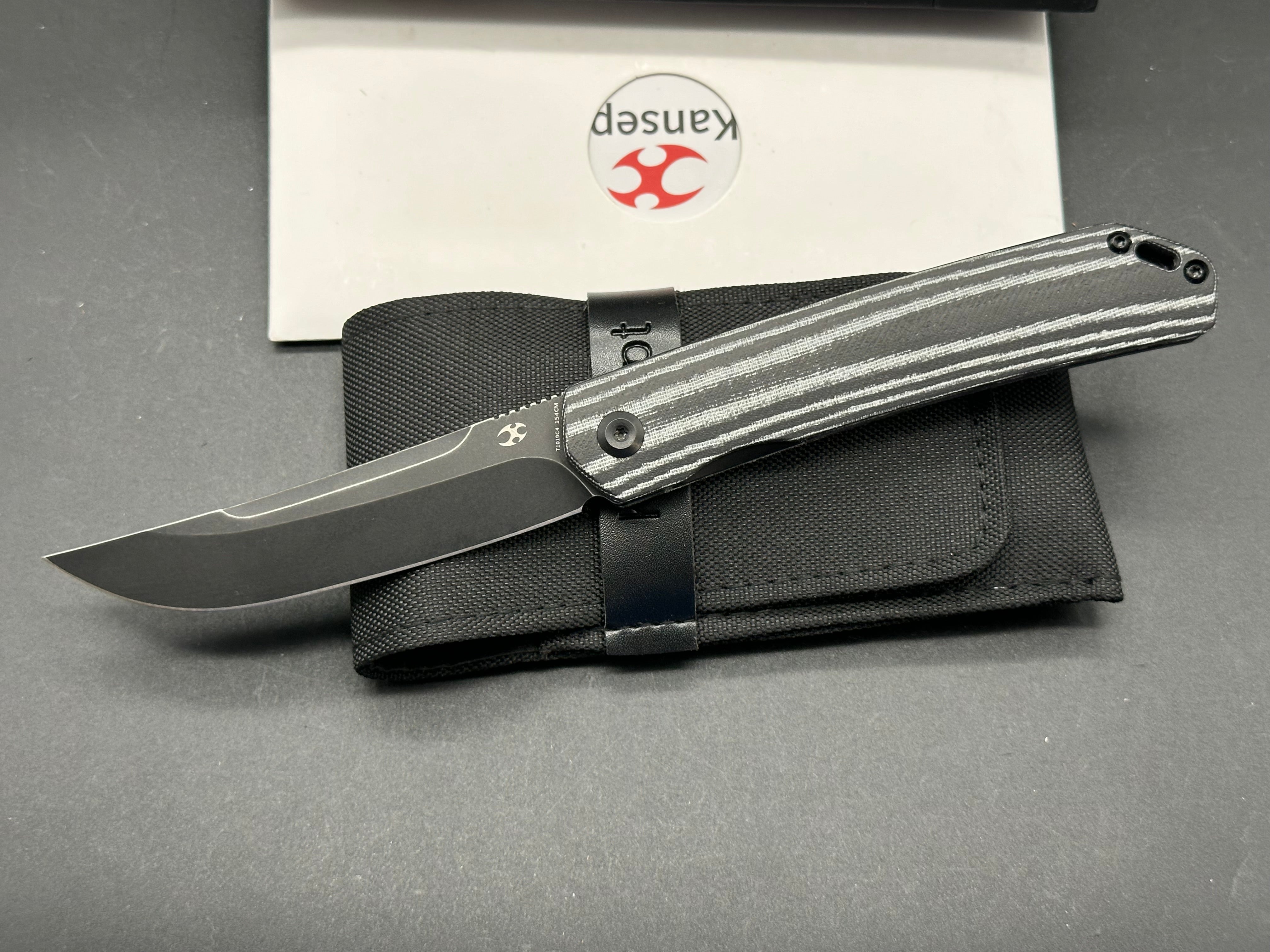 Kansept Knives Hazakura Black/White Micarta (3.5" Black Stonewash)