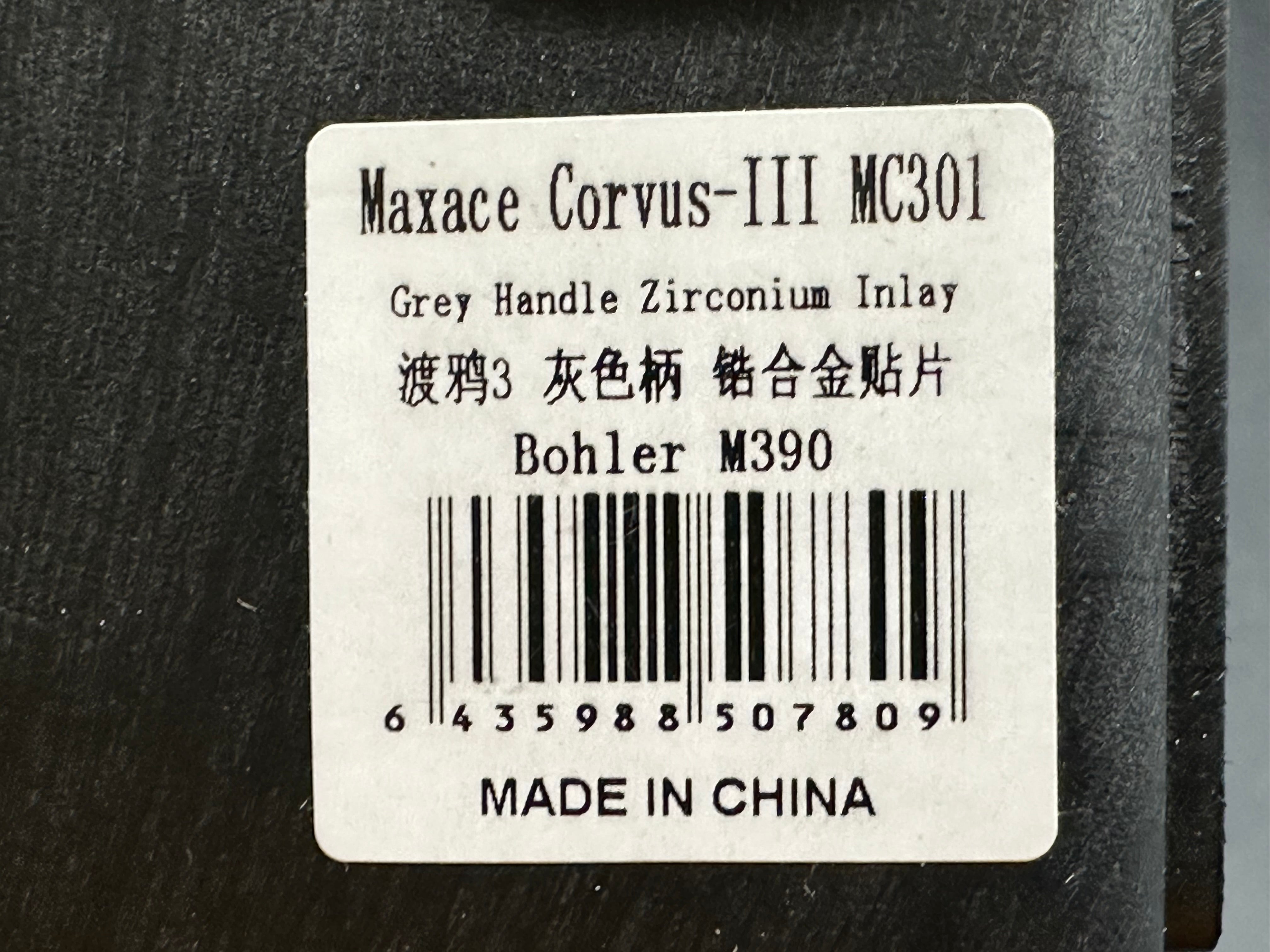 MAXACE CORVUS III FOLDING KNIFE TITANIUM/ZIRCONIUM INLAY HANDLE M390 PLAIN EDGE MC301