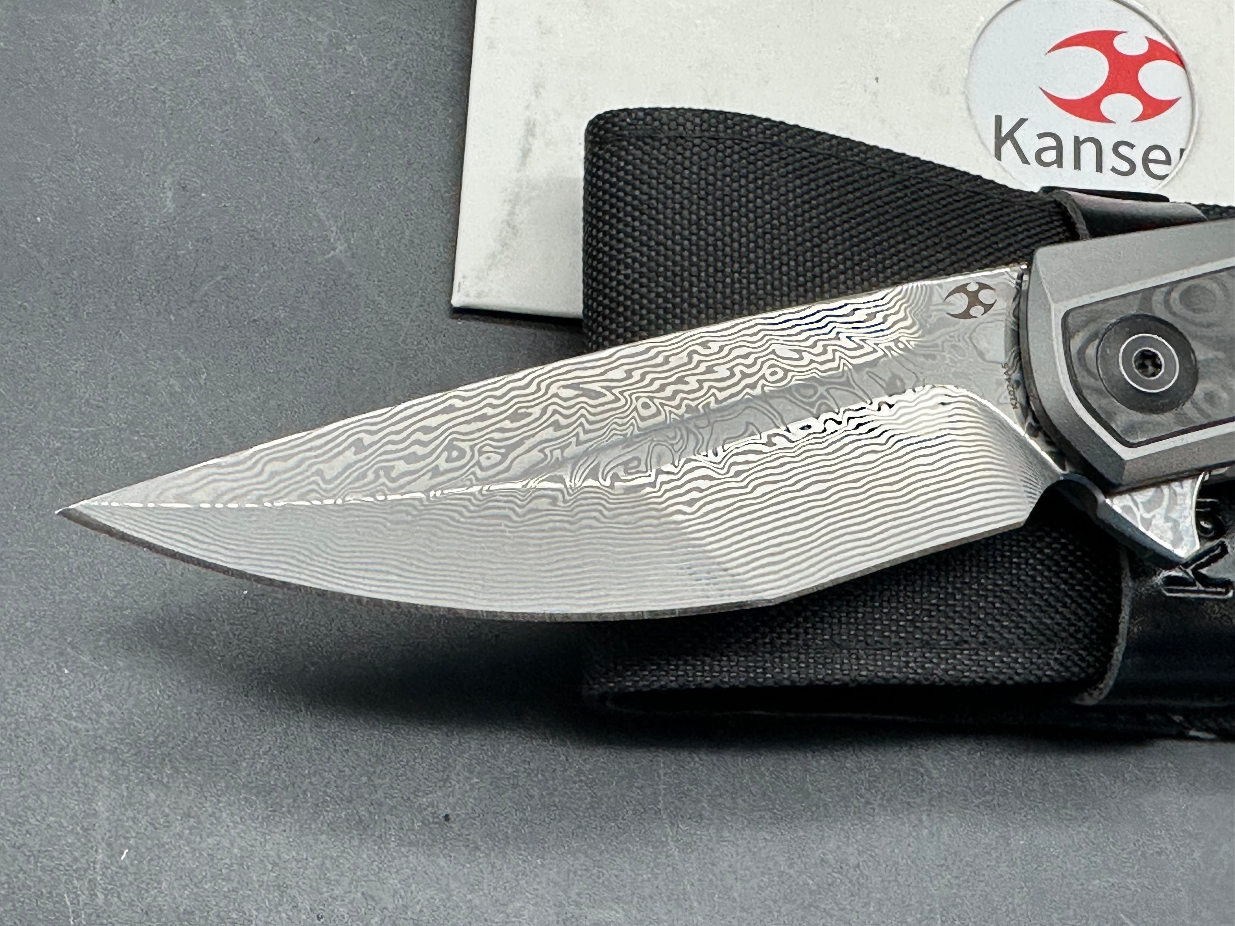 Kansept Kratos titanium handle w Damascus blade