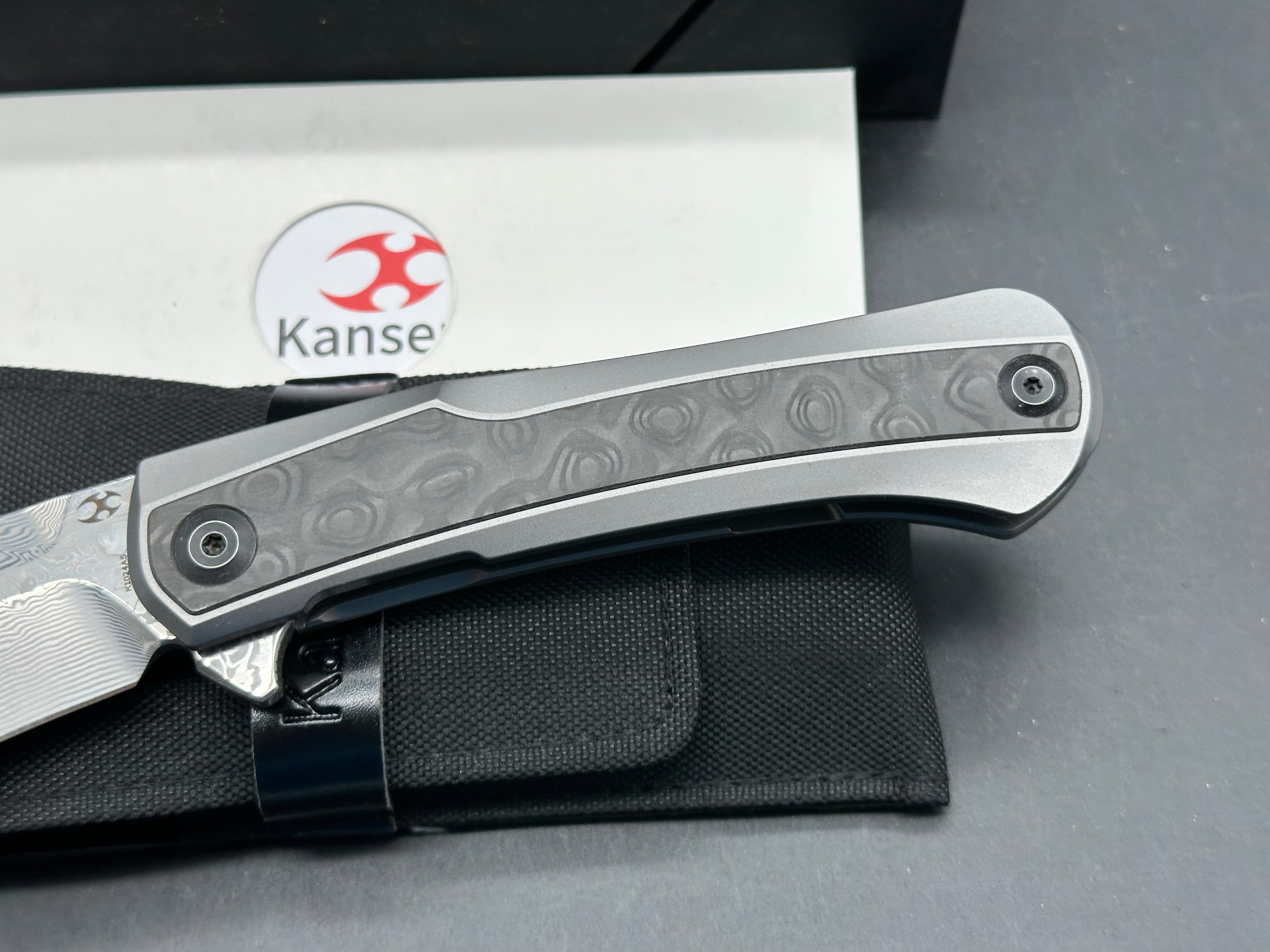 Kansept Kratos titanium handle w Damascus blade