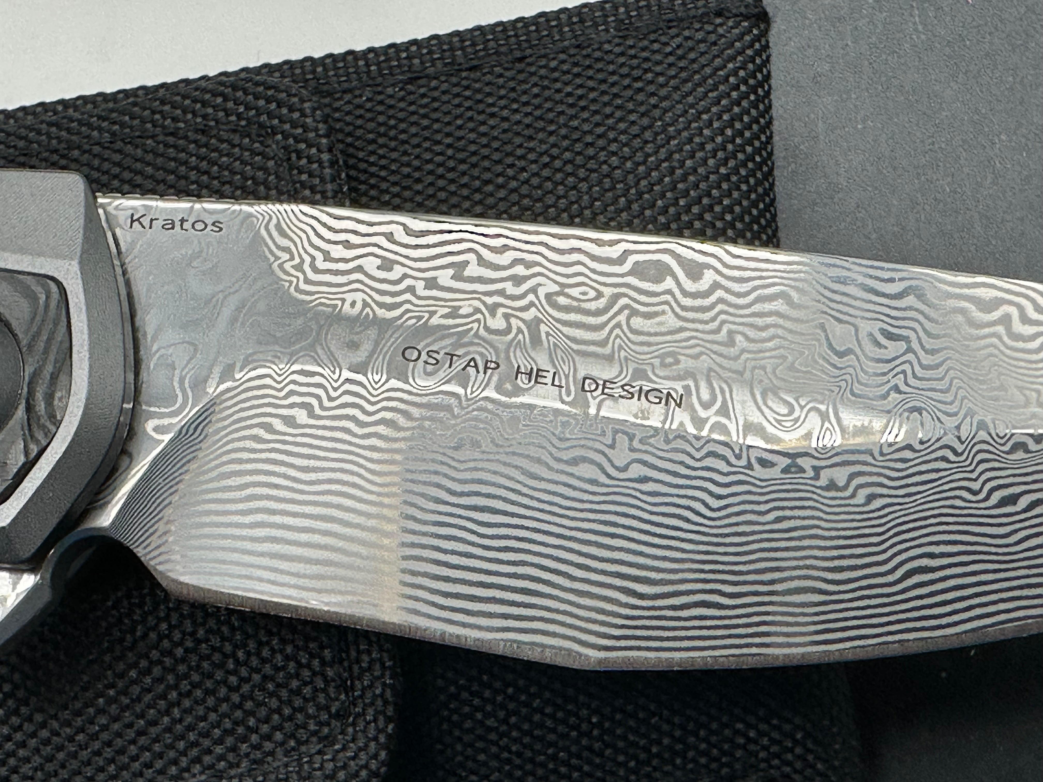 Kansept Kratos titanium handle w Damascus blade