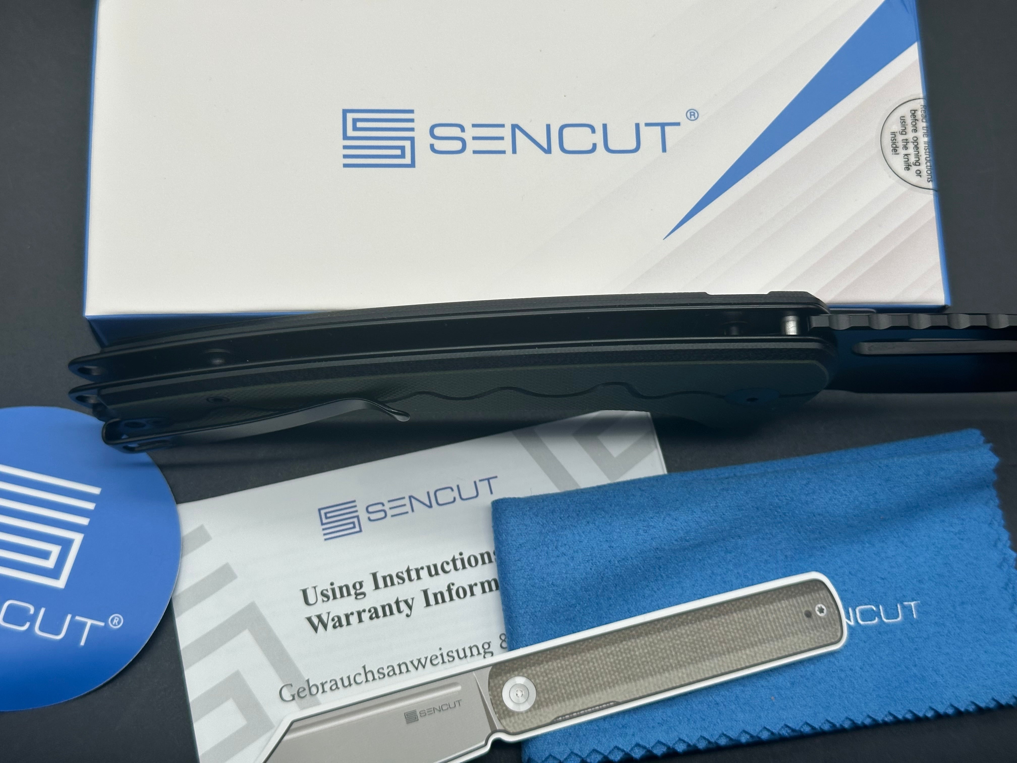 SENCUT SQUIGGY BLACK/GREEN G10 HANDLE 9CR18MOV BLACK BLADE