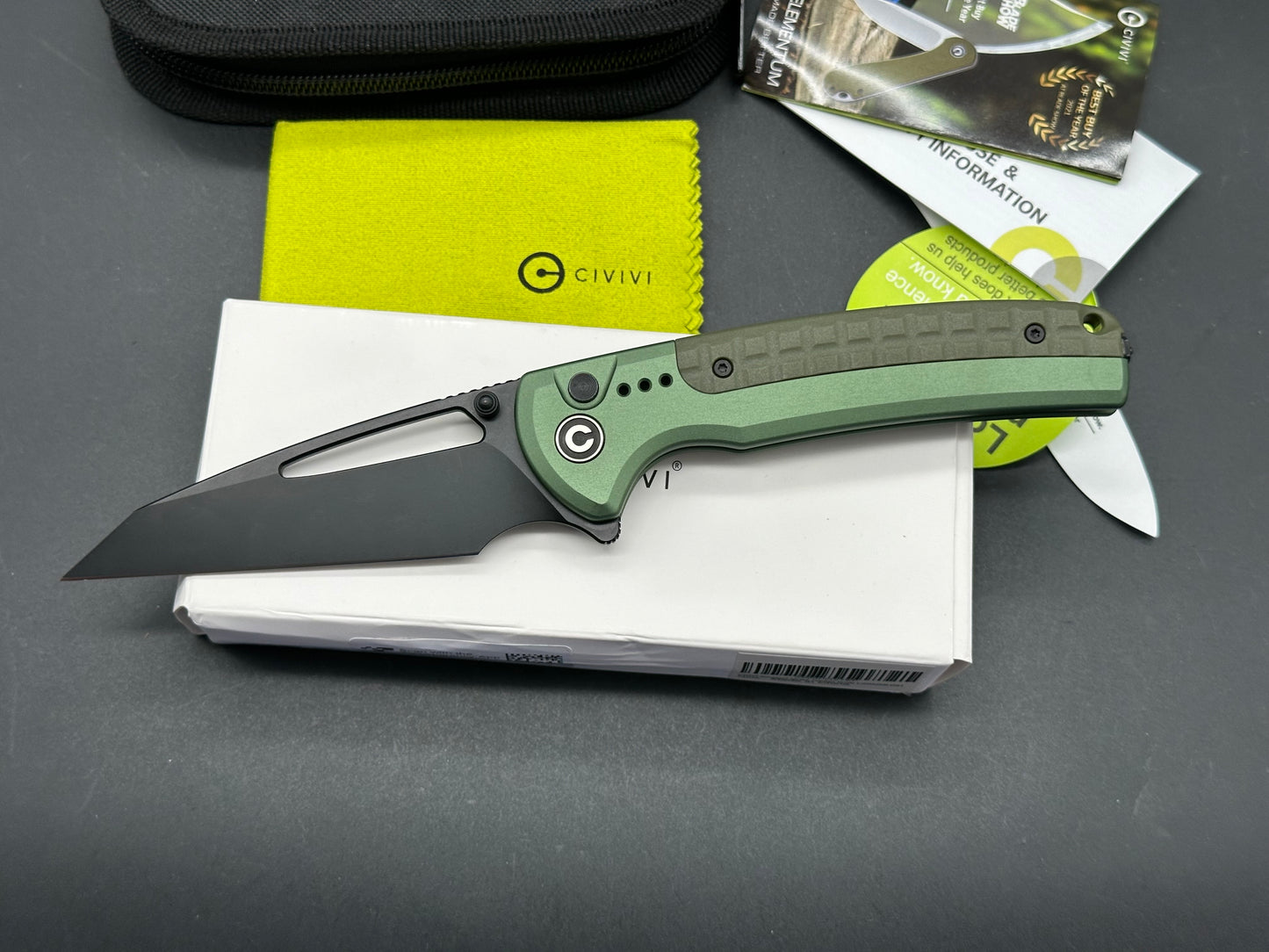 CIVIVI SENTINEL STRIKE FOLDING KNIFE GREEN ALUMINUM/BLACK HANDLE