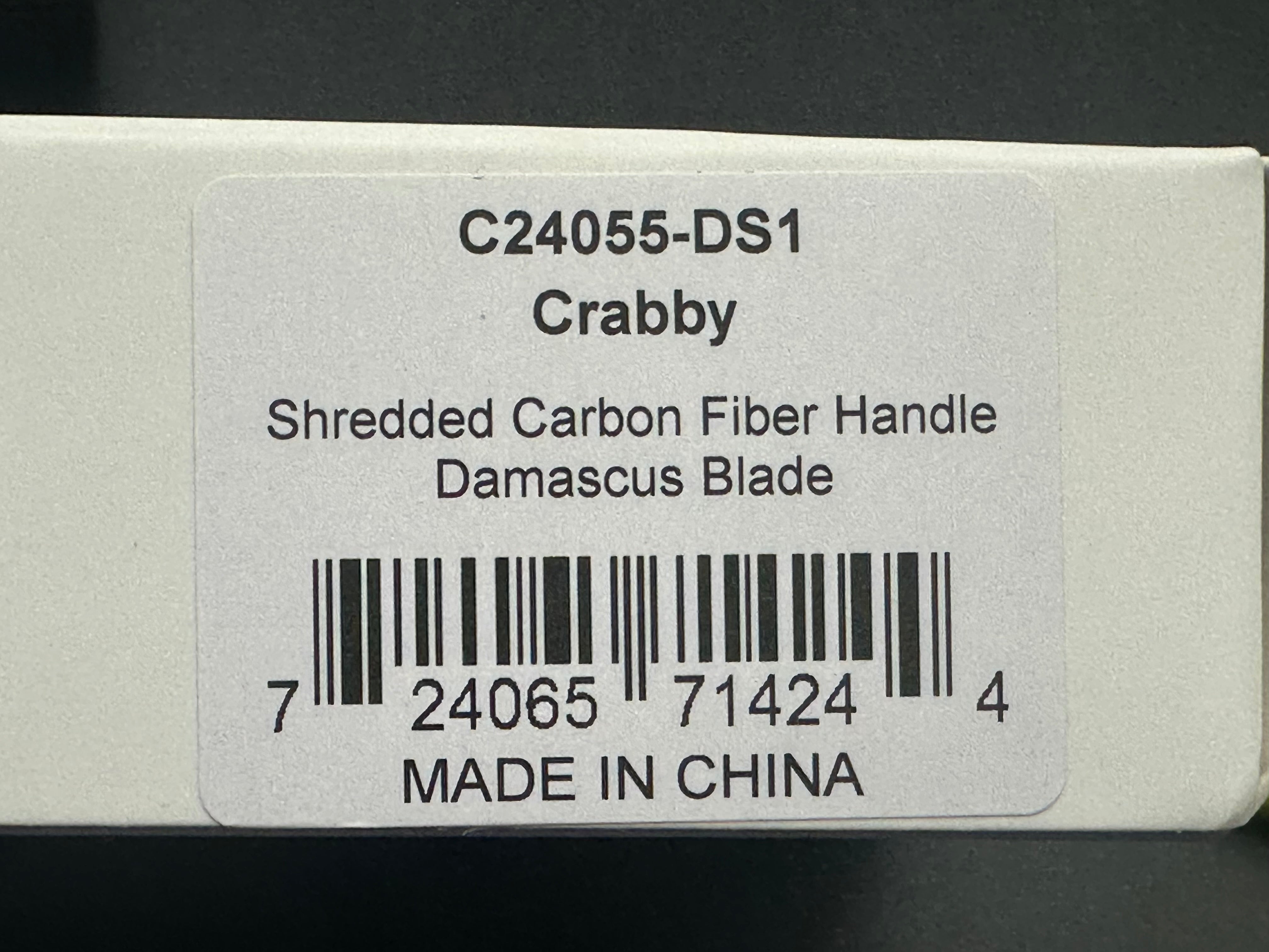 CIVIVI CRABBY SHREDDED CARBON FIBER HANDLE DAMASCUS PLAIN EDGE