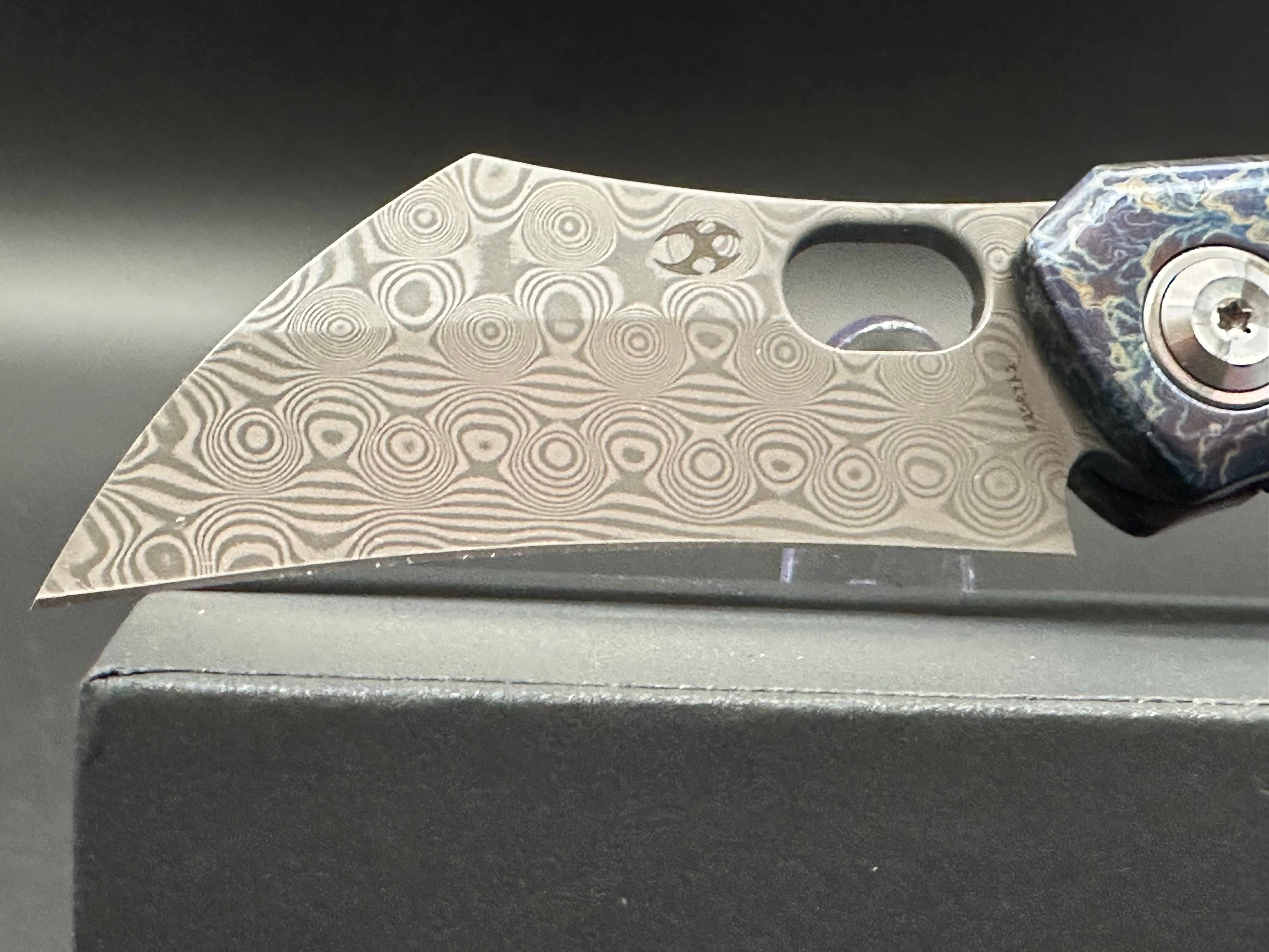 KANSEPT OSPREY LIGHTNING STRIKE TITANIUM HANDLE DAMASCUS