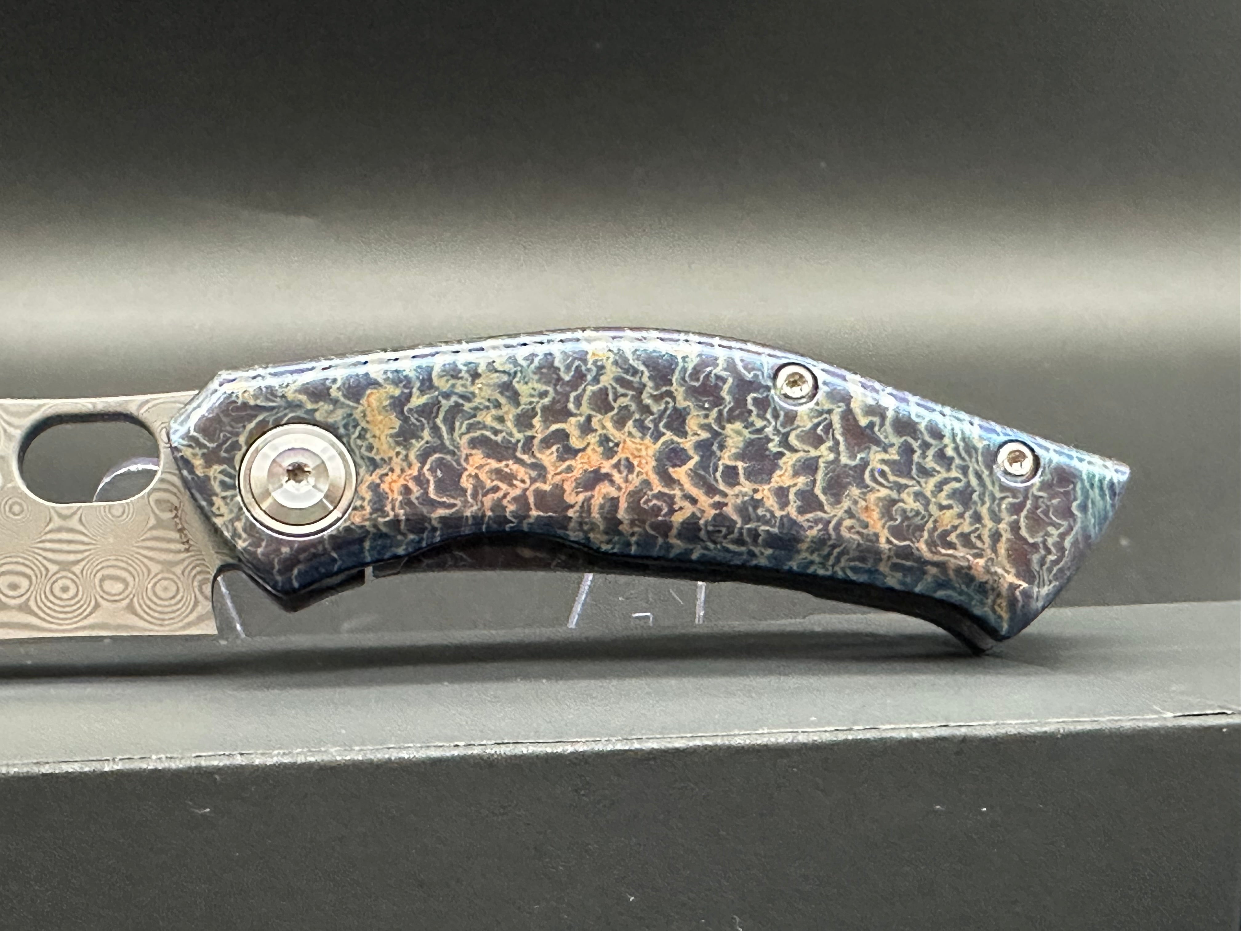 KANSEPT OSPREY LIGHTNING STRIKE TITANIUM HANDLE DAMASCUS