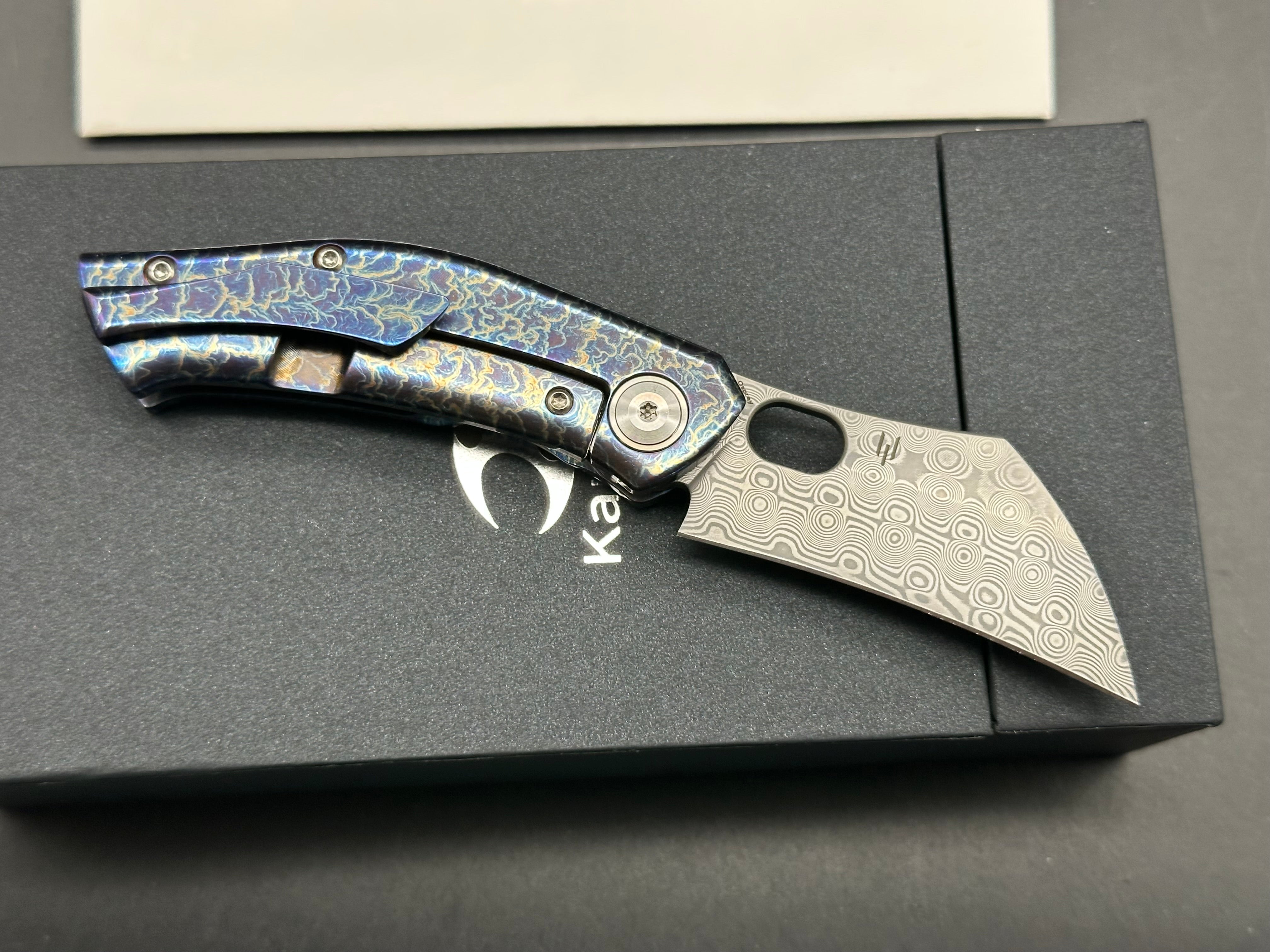 KANSEPT OSPREY LIGHTNING STRIKE TITANIUM HANDLE DAMASCUS