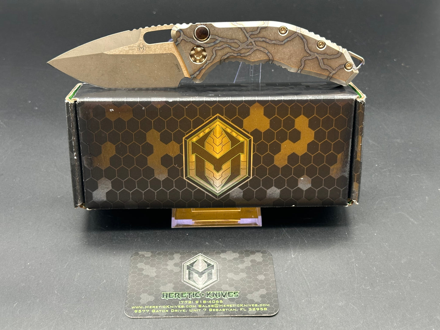 Heretic Medusa Battleworn Bronze Tanto, Flamed Titanium (3" Bronze)