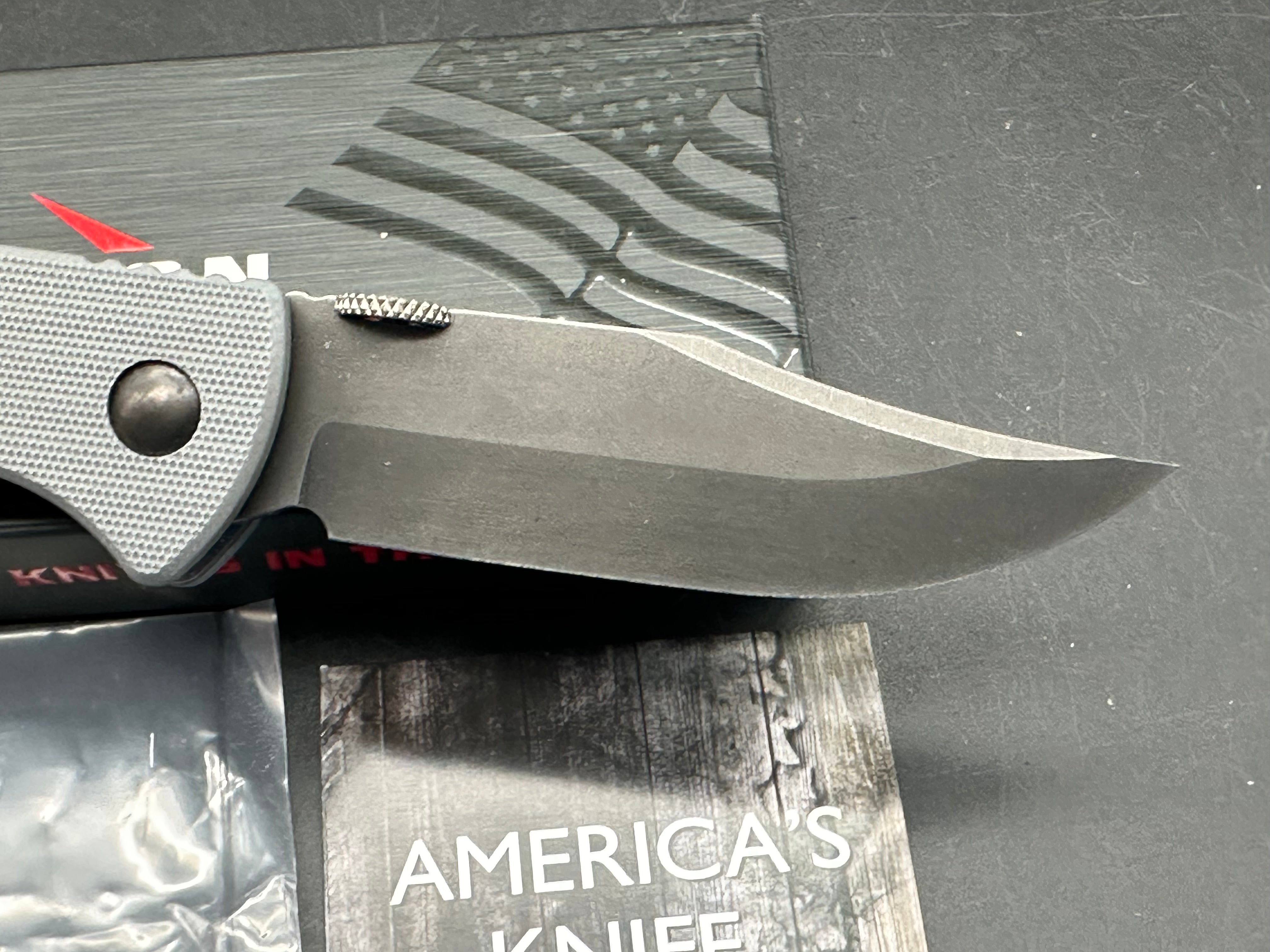 Emerson EX-100 Bowie w/Thunderstorm finish Gray G10 scales 154CM