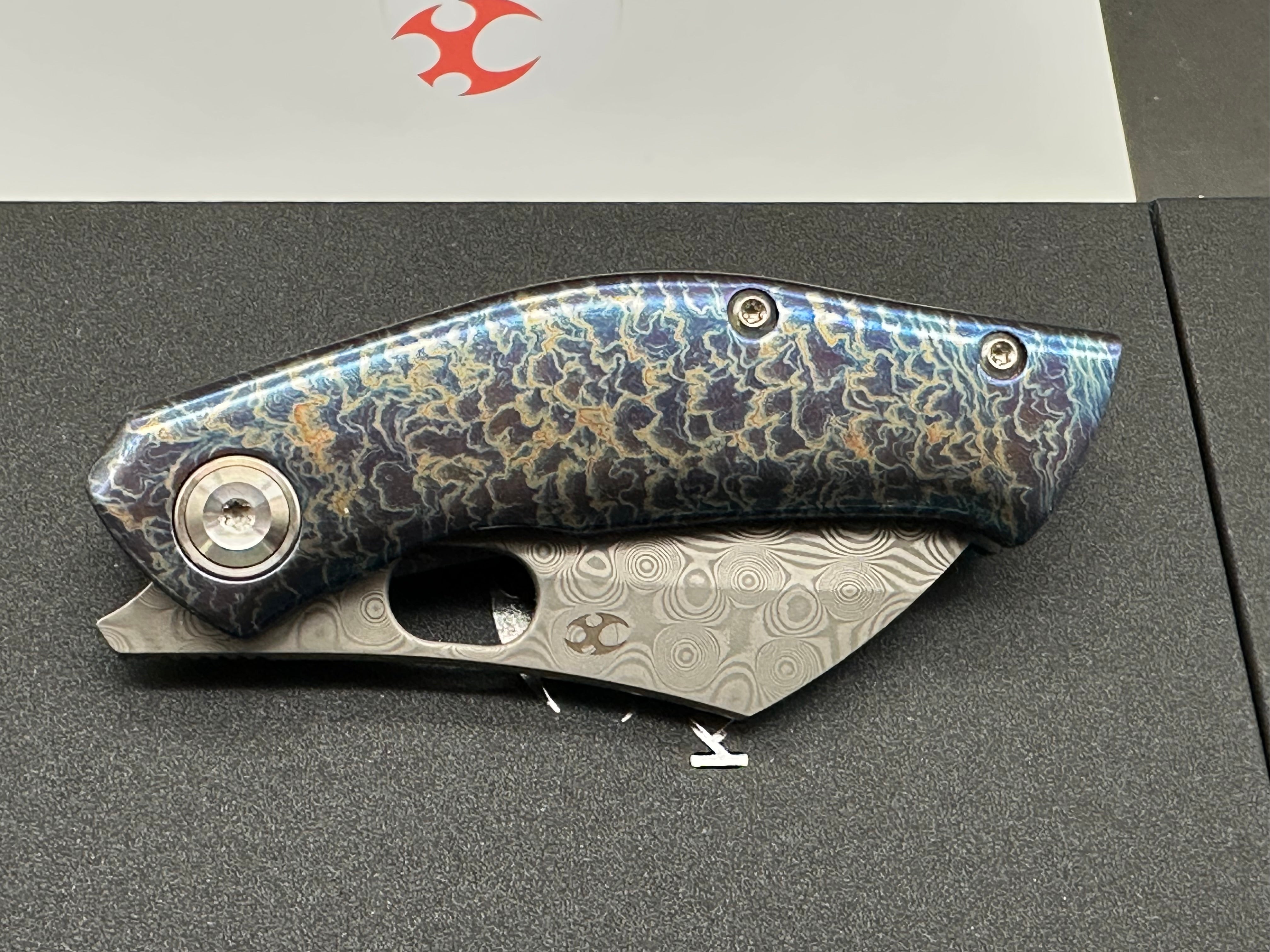 KANSEPT OSPREY LIGHTNING STRIKE TITANIUM HANDLE DAMASCUS