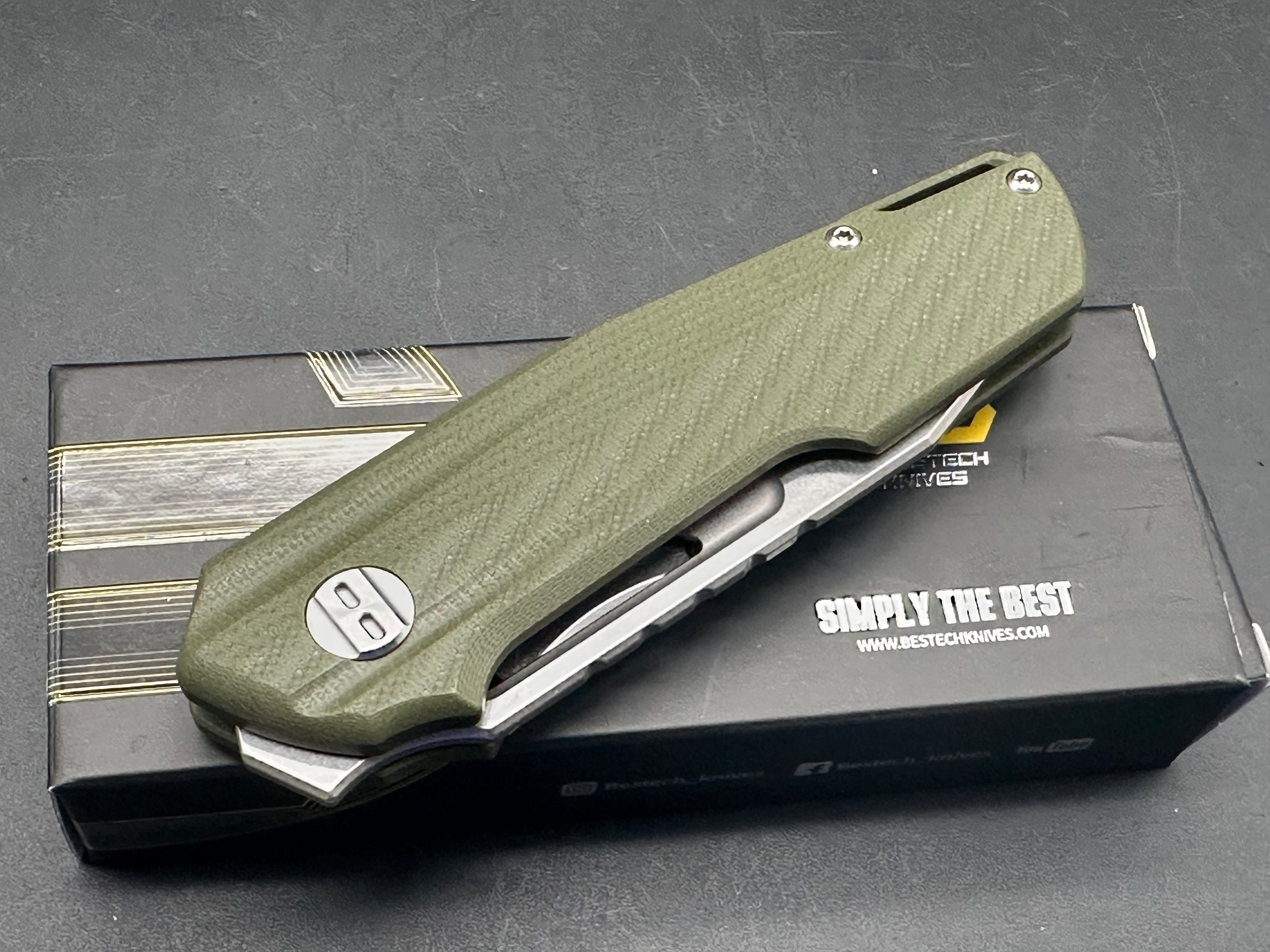 BESTECH TODDLER OD GREEN G10 HANDLE 14C28N PLAIN EDGE