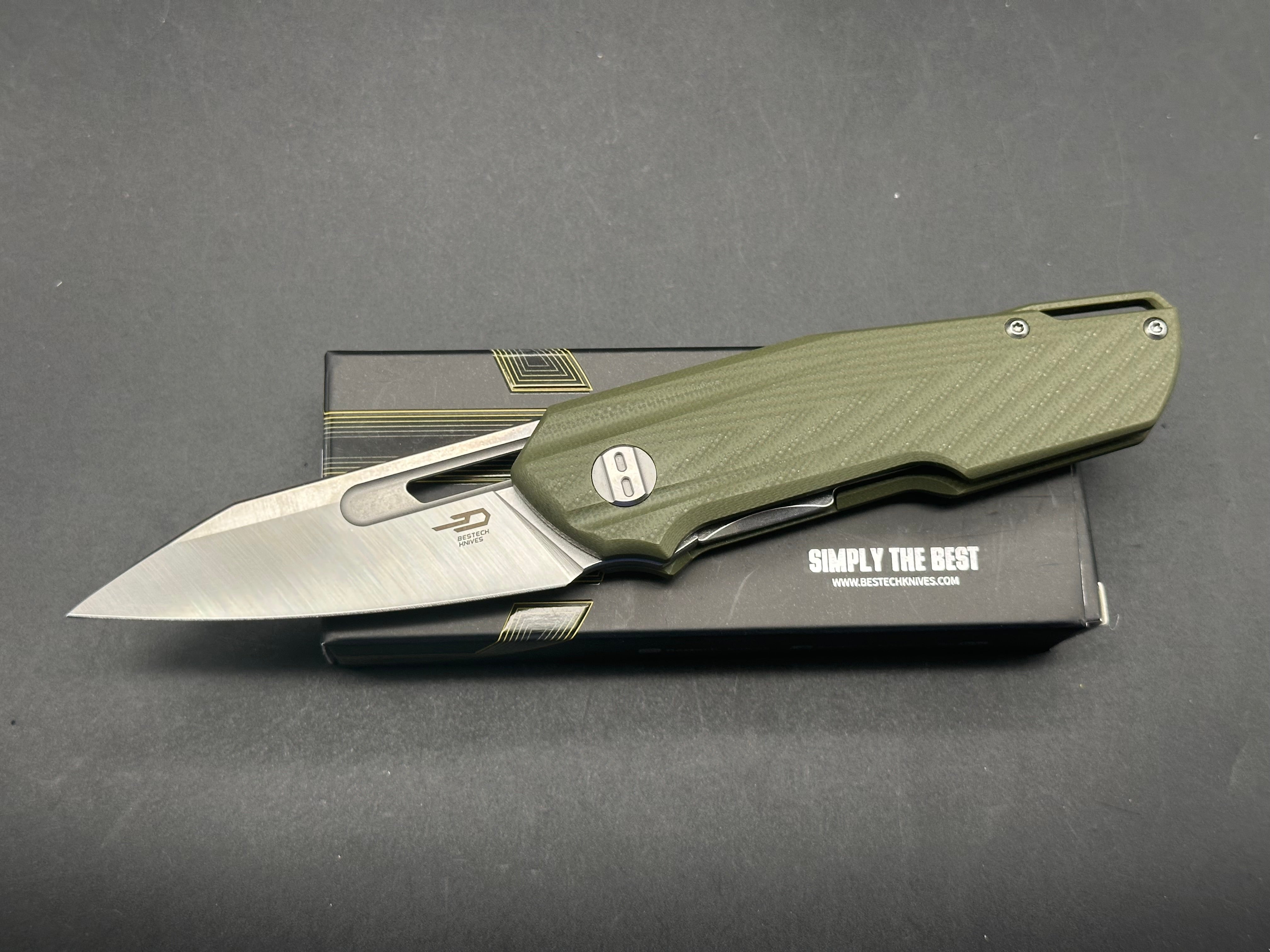 BESTECH TODDLER OD GREEN G10 HANDLE 14C28N PLAIN EDGE