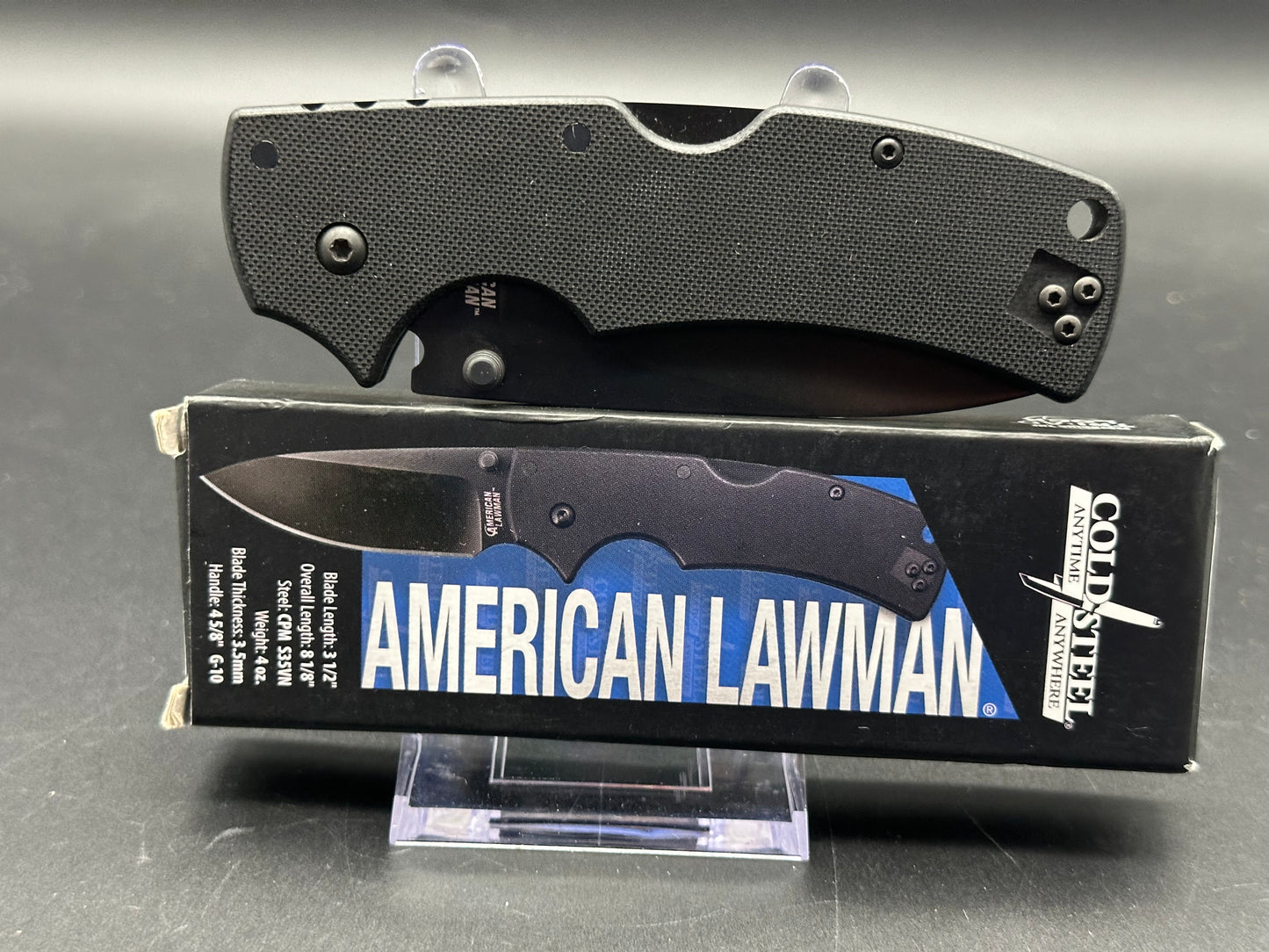 Cold Steel American Lawman Knife Black G-10 (3.5" Black CPM-S35VN)