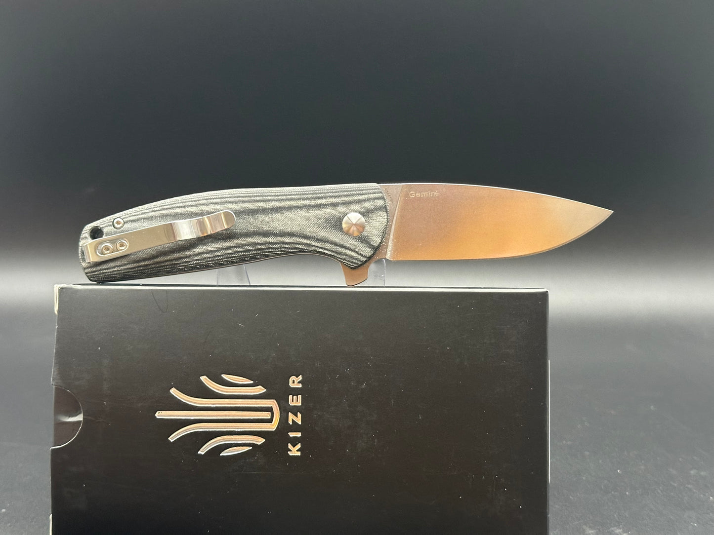 Kizer Ray Laconic Gemini button lock micarta 4V