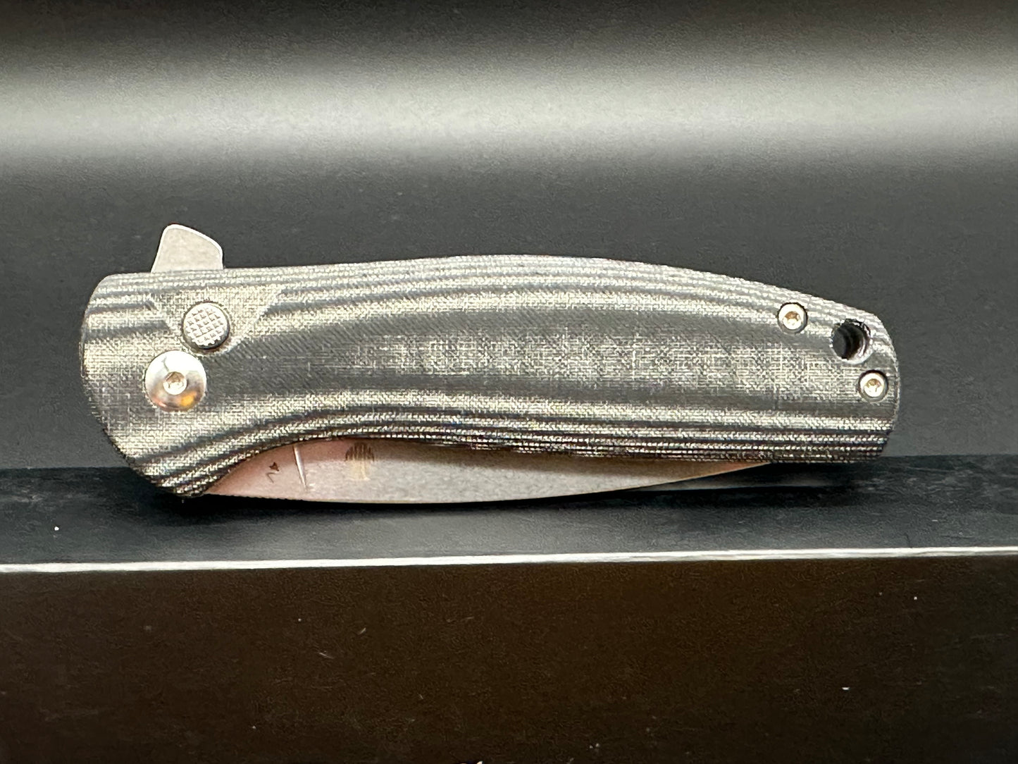 Kizer Ray Laconic Gemini button lock micarta 4V