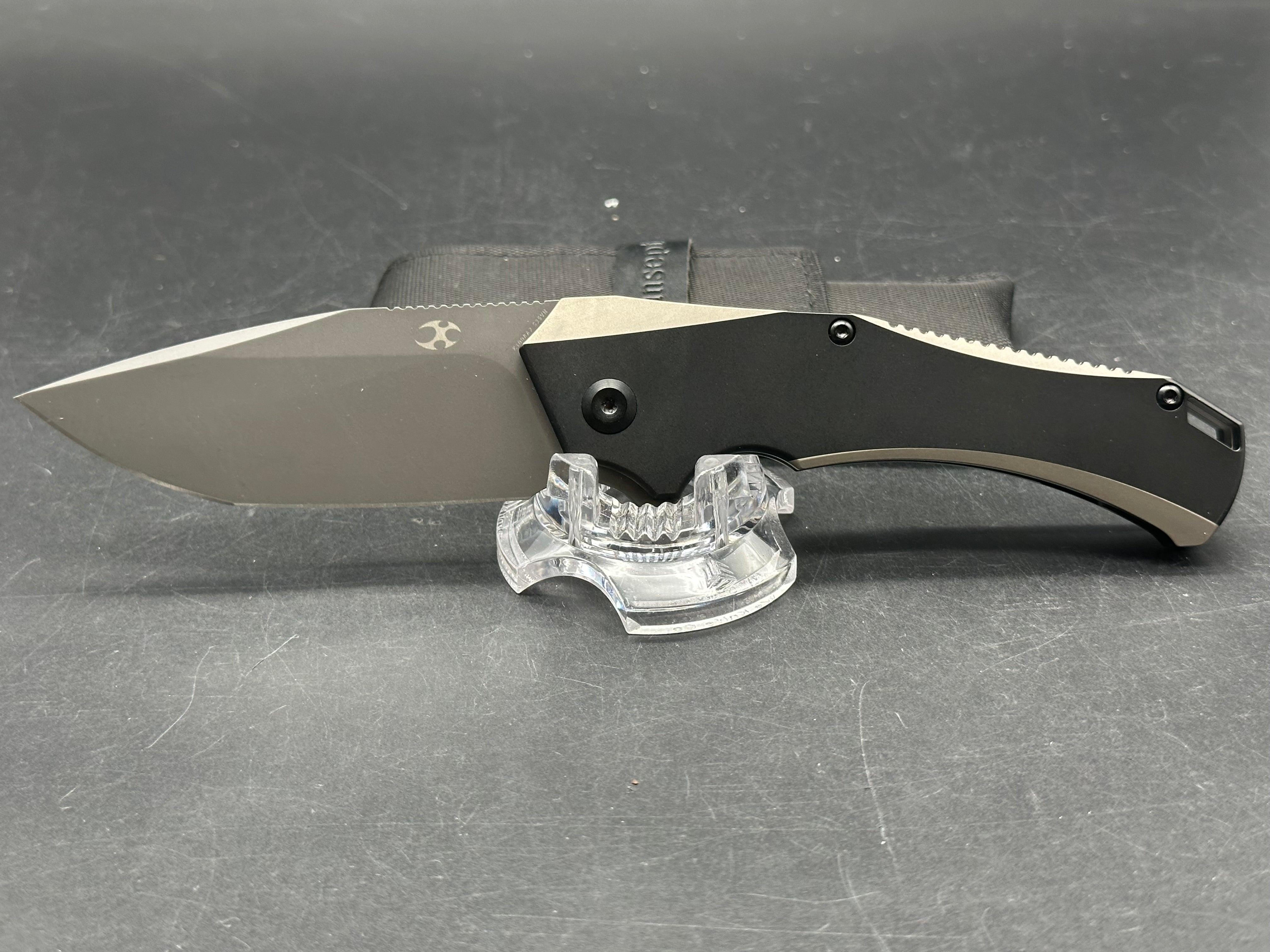 Kansept Hellx Two Tone Titanium Handle, (3.6" DP) Gray CPM-S35VN Blade
