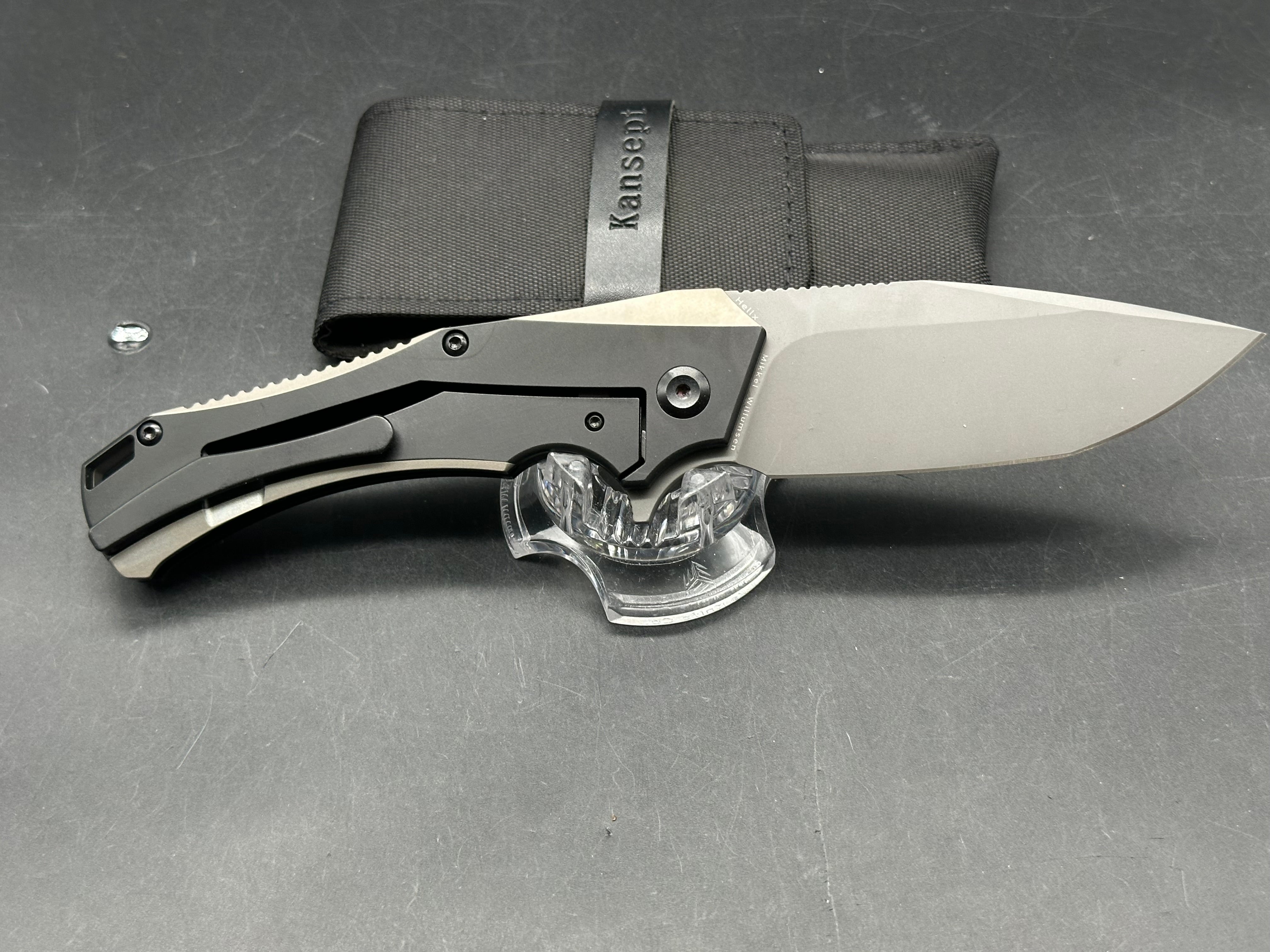 Kansept Hellx Two Tone Titanium Handle, (3.6" DP) Gray CPM-S35VN Blade