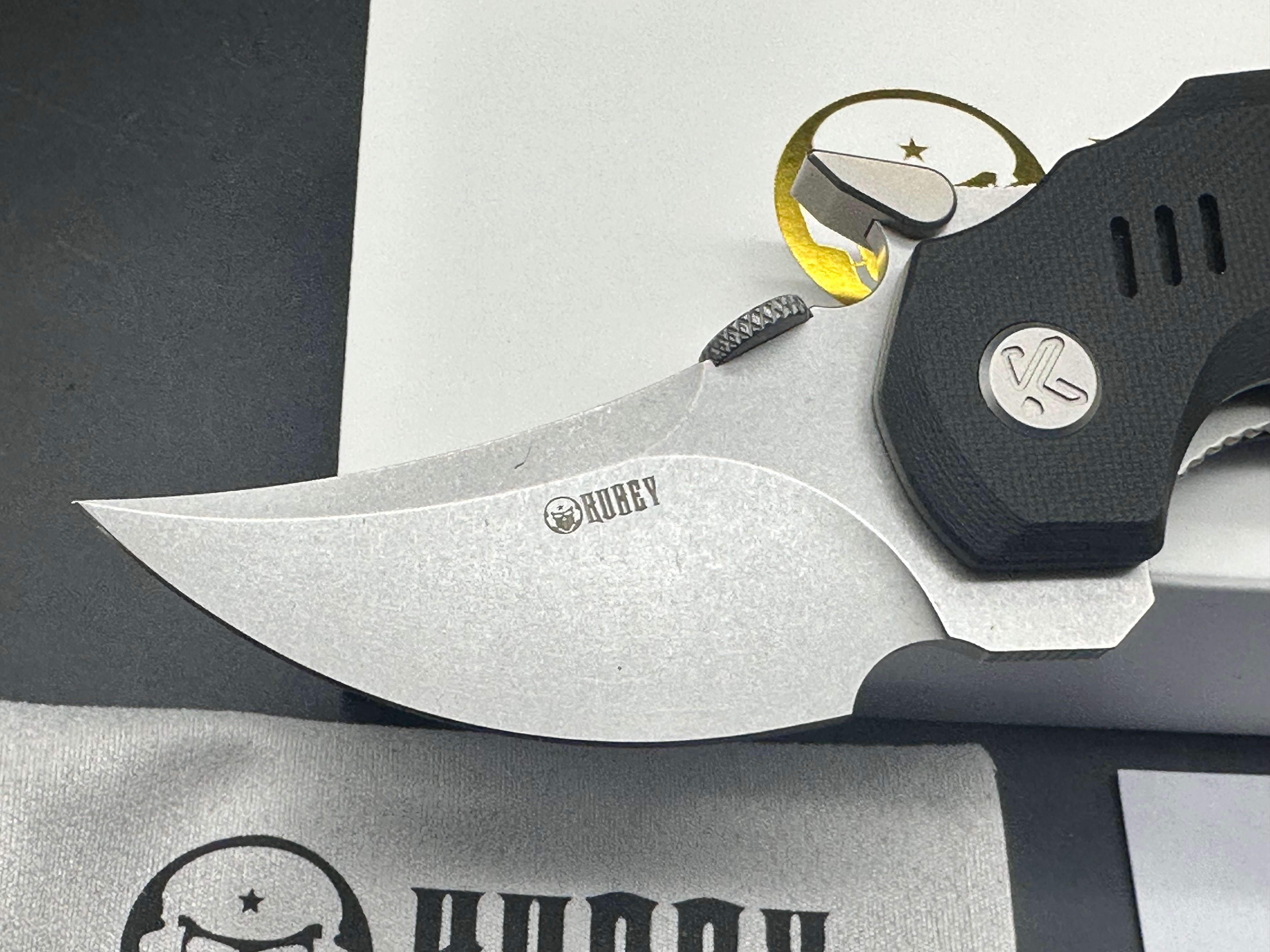 KUBEY JAW PIKAL BLACK G10 HANDLE 14C28N PLAIN EDGE