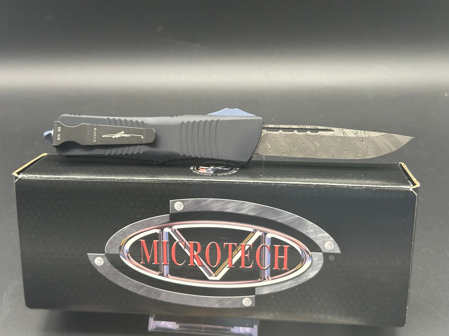 Microtech Signature Series Troodon in Drop Point Damascus