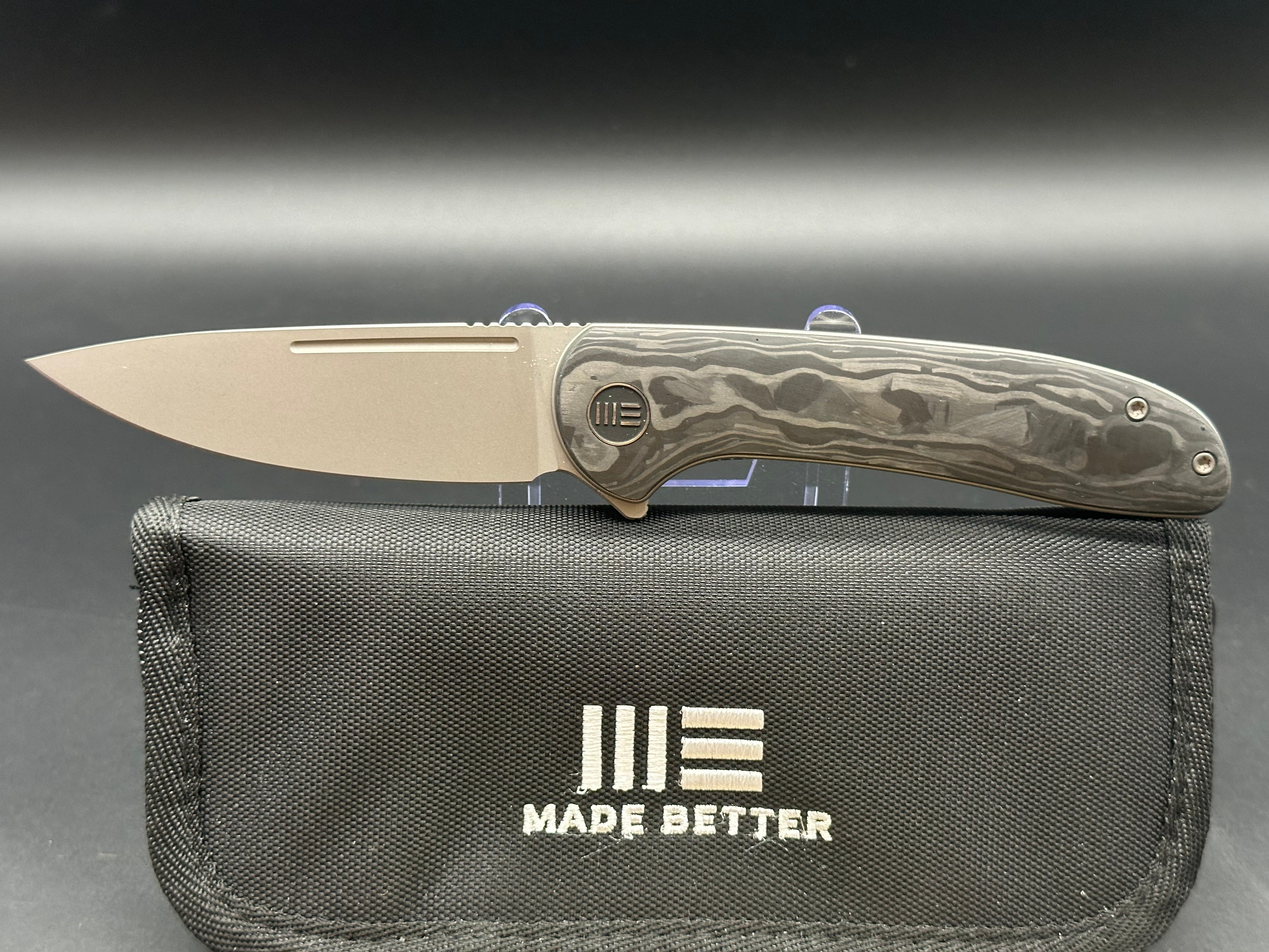 WE Knife Co. Saakshi Liner Lock Knife Marble Carbon Fiber/Gray Liners (3.3" SW)