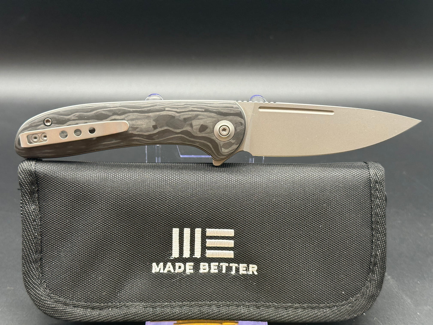 WE Knife Co. Saakshi Liner Lock Knife Marble Carbon Fiber/Gray Liners (3.3" SW)