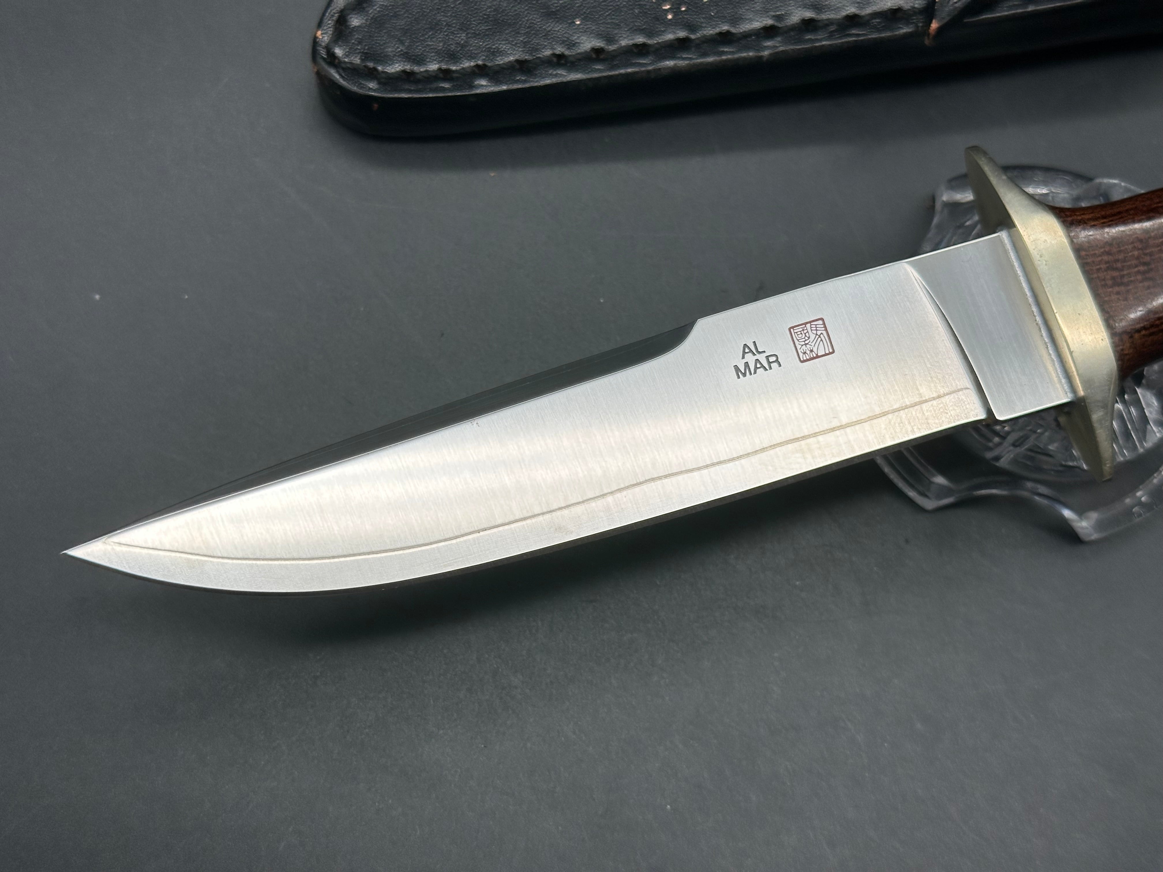 Al Mar Shiva - Early Seki Japan made variant with Al Mar chop but no “Japan” stamp. Nickel steel  guard and brown Micarta scales