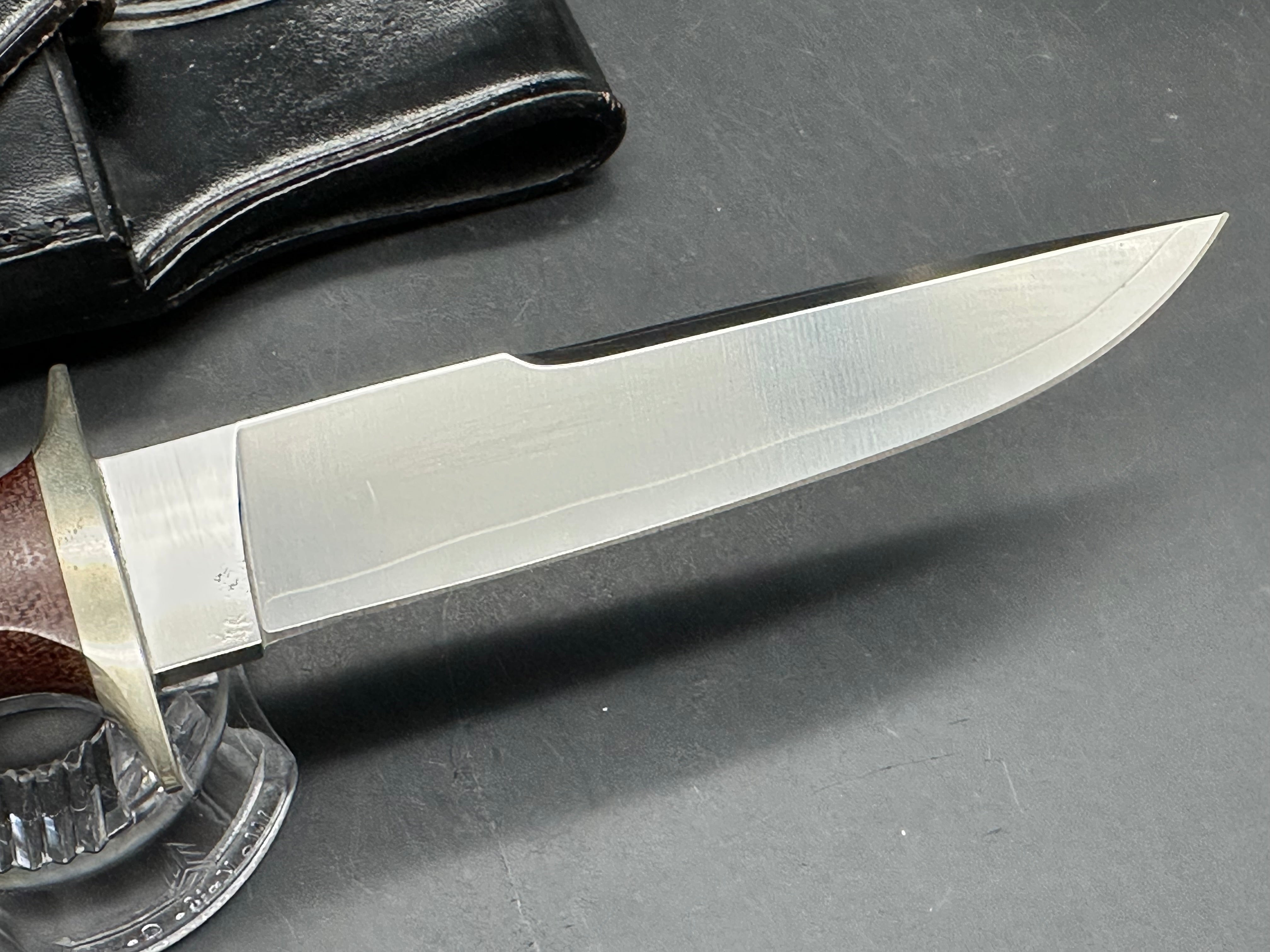Al Mar Shiva - Early Seki Japan made variant with Al Mar chop but no “Japan” stamp. Nickel steel  guard and brown Micarta scales