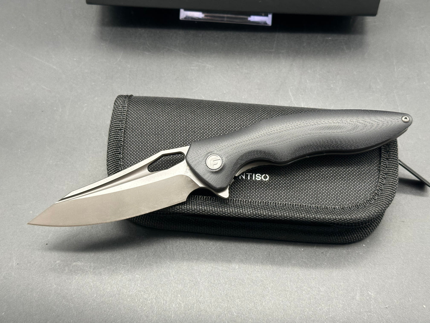 Fintiso Apollo Pocket Knife, 3.3" 14C28N Blade G10 Handle