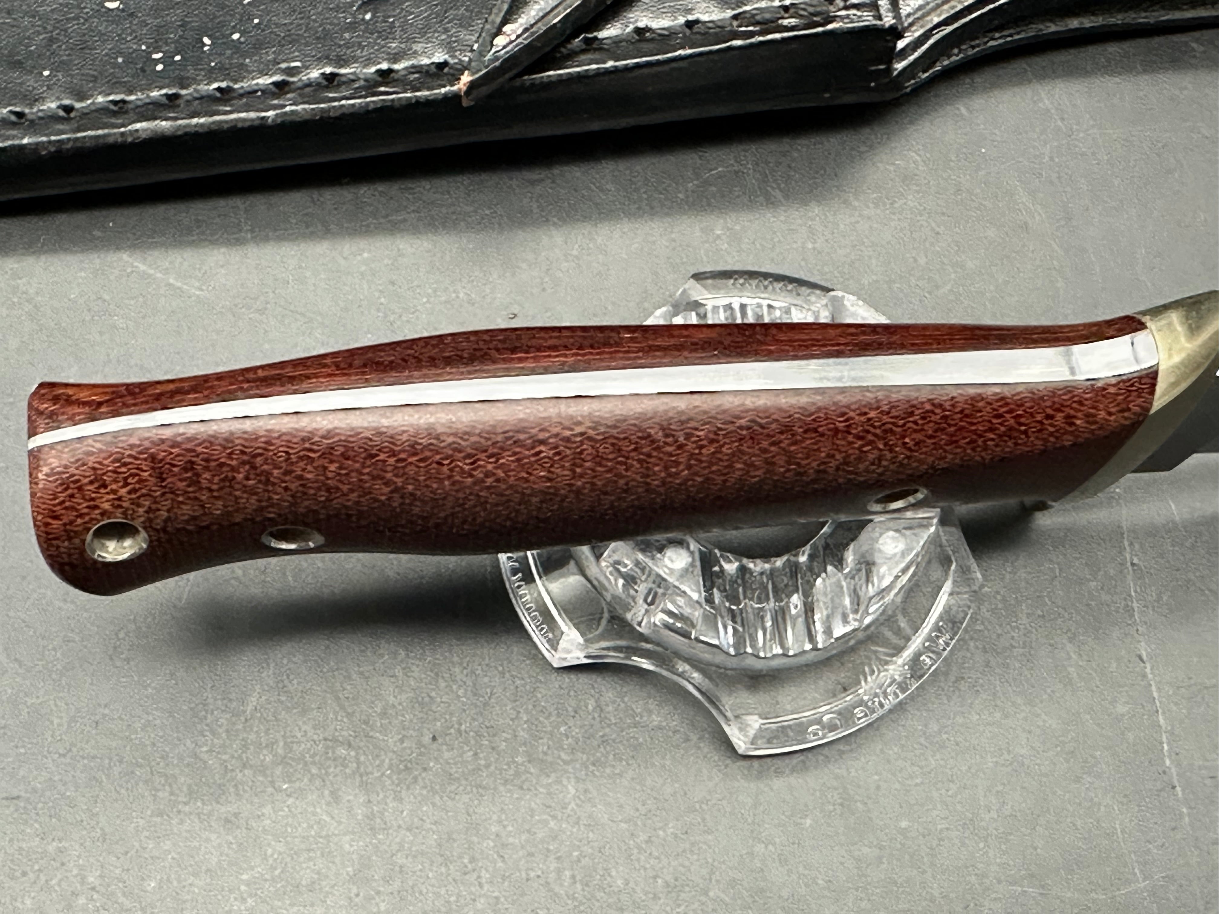 Al Mar Shiva - Early Seki Japan made variant with Al Mar chop but no “Japan” stamp. Nickel steel  guard and brown Micarta scales