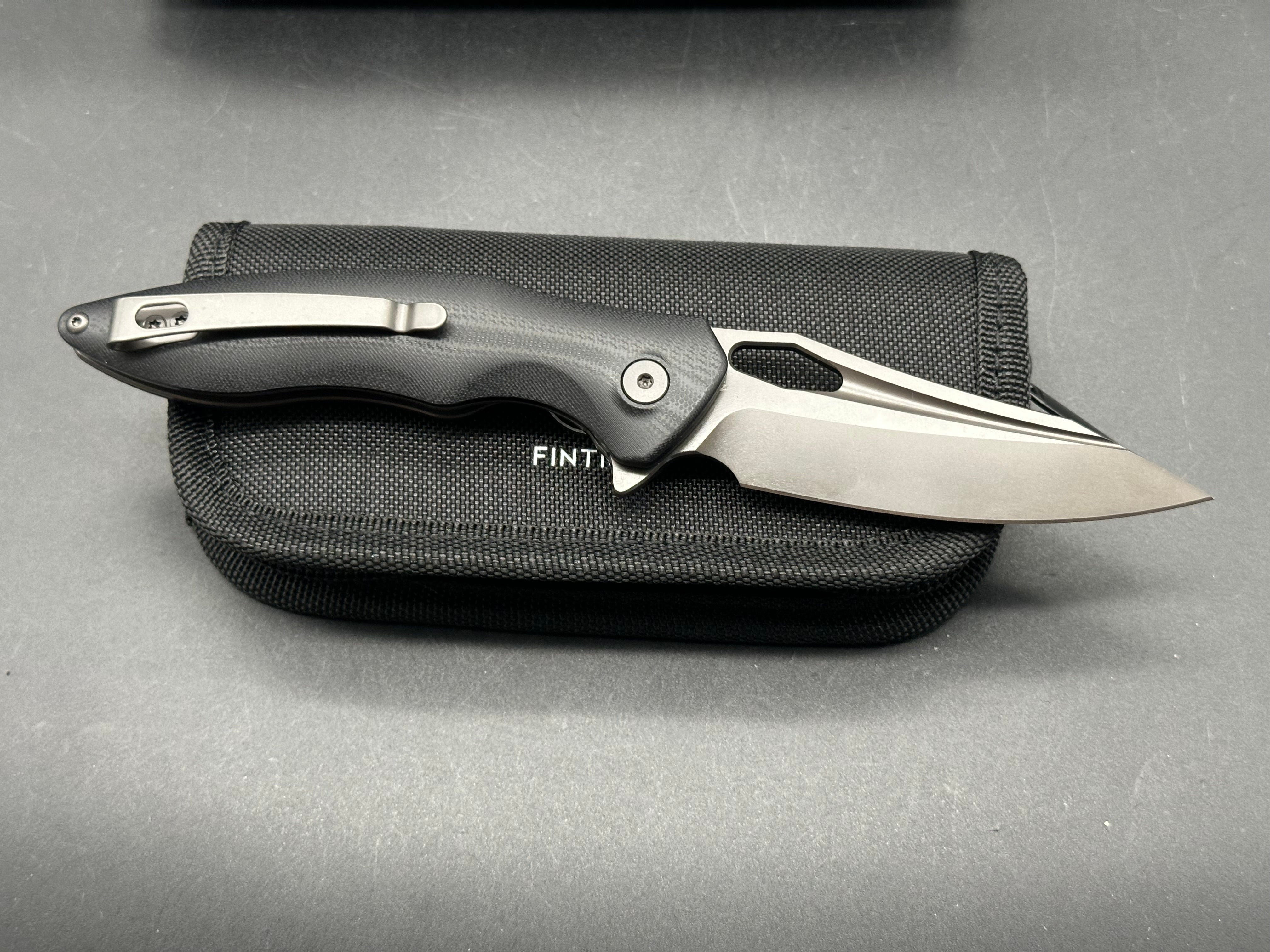 Fintiso Apollo Pocket Knife, 3.3" 14C28N Blade G10 Handle