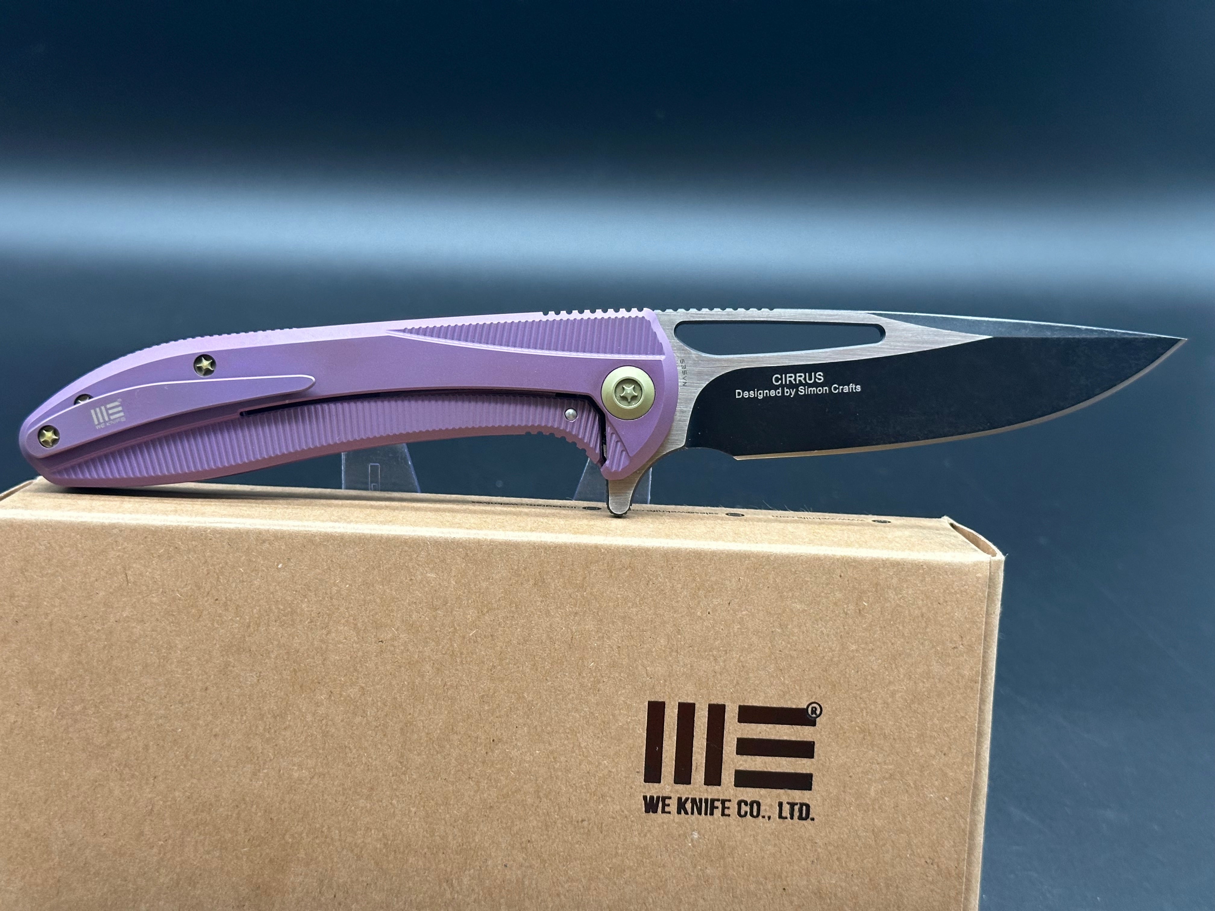 We Knife Co. Cirrus 615A Frame Lock Knife Purple Titanium (3.7" Black/Satin)