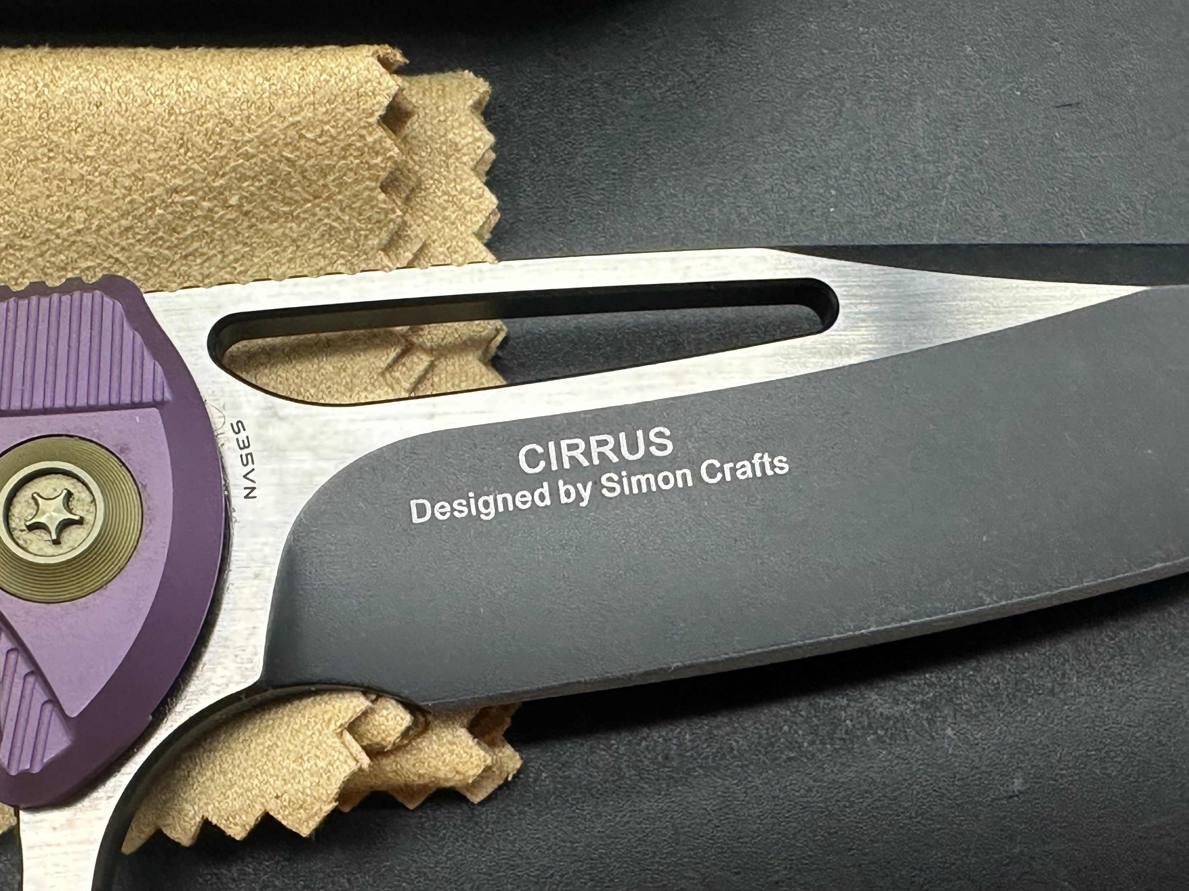 We Knife Co. Cirrus 615A Frame Lock Knife Purple Titanium (3.7" Black/Satin)