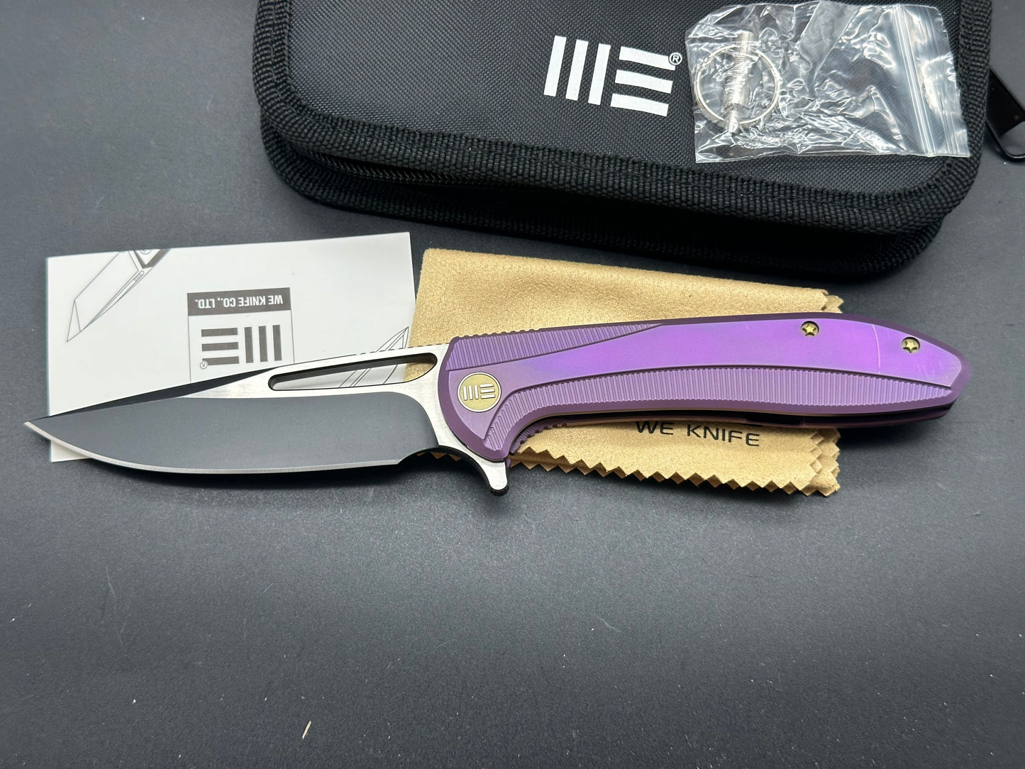 We Knife Co. Cirrus 615A Frame Lock Knife Purple Titanium (3.7" Black/Satin)