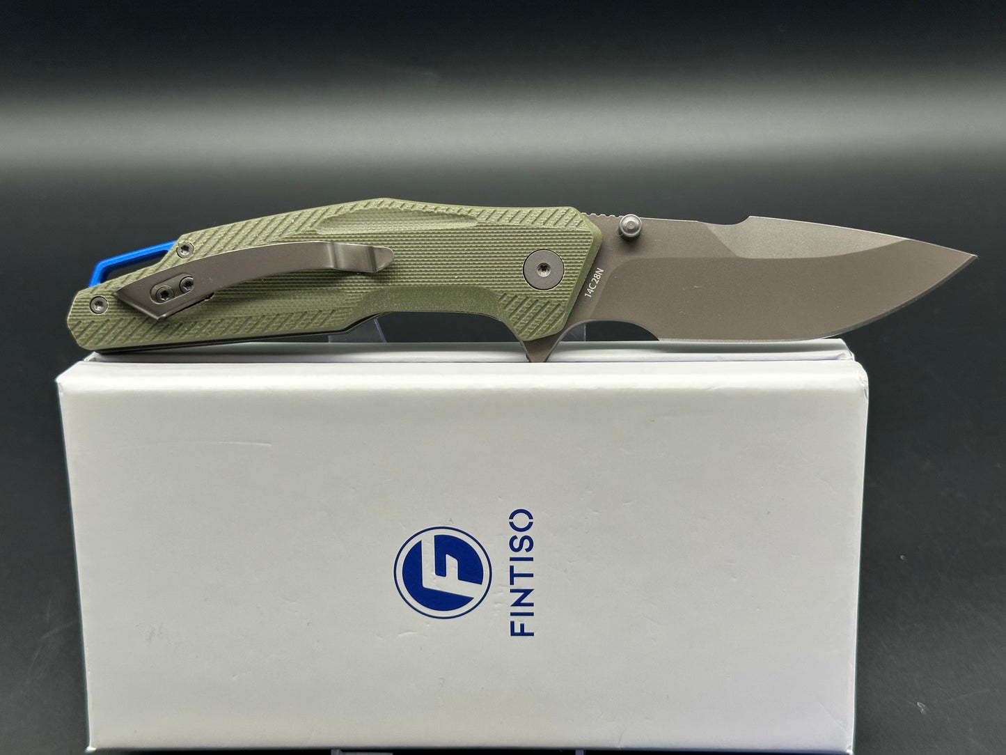 FINTISO Falcon Pocket Knife, 3.26" Premium 14C28N Blade G10 Handle with Fire Starter Function