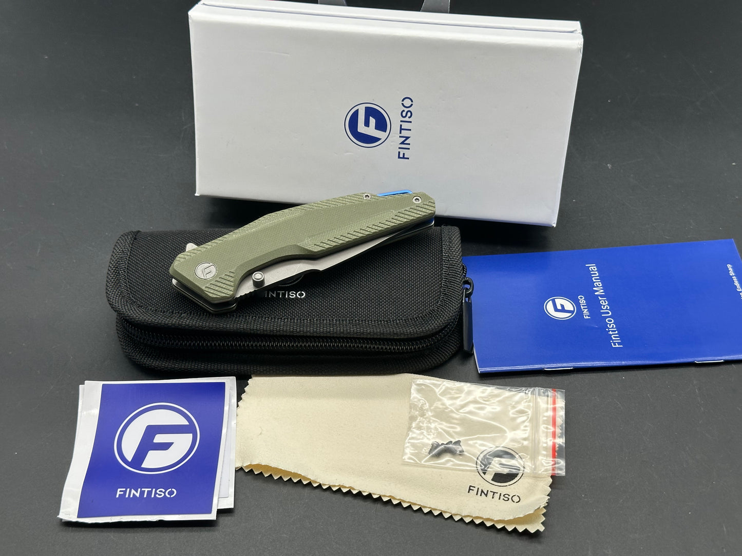 FINTISO Falcon Pocket Knife, 3.26" Premium 14C28N Blade G10 Handle with Fire Starter Function