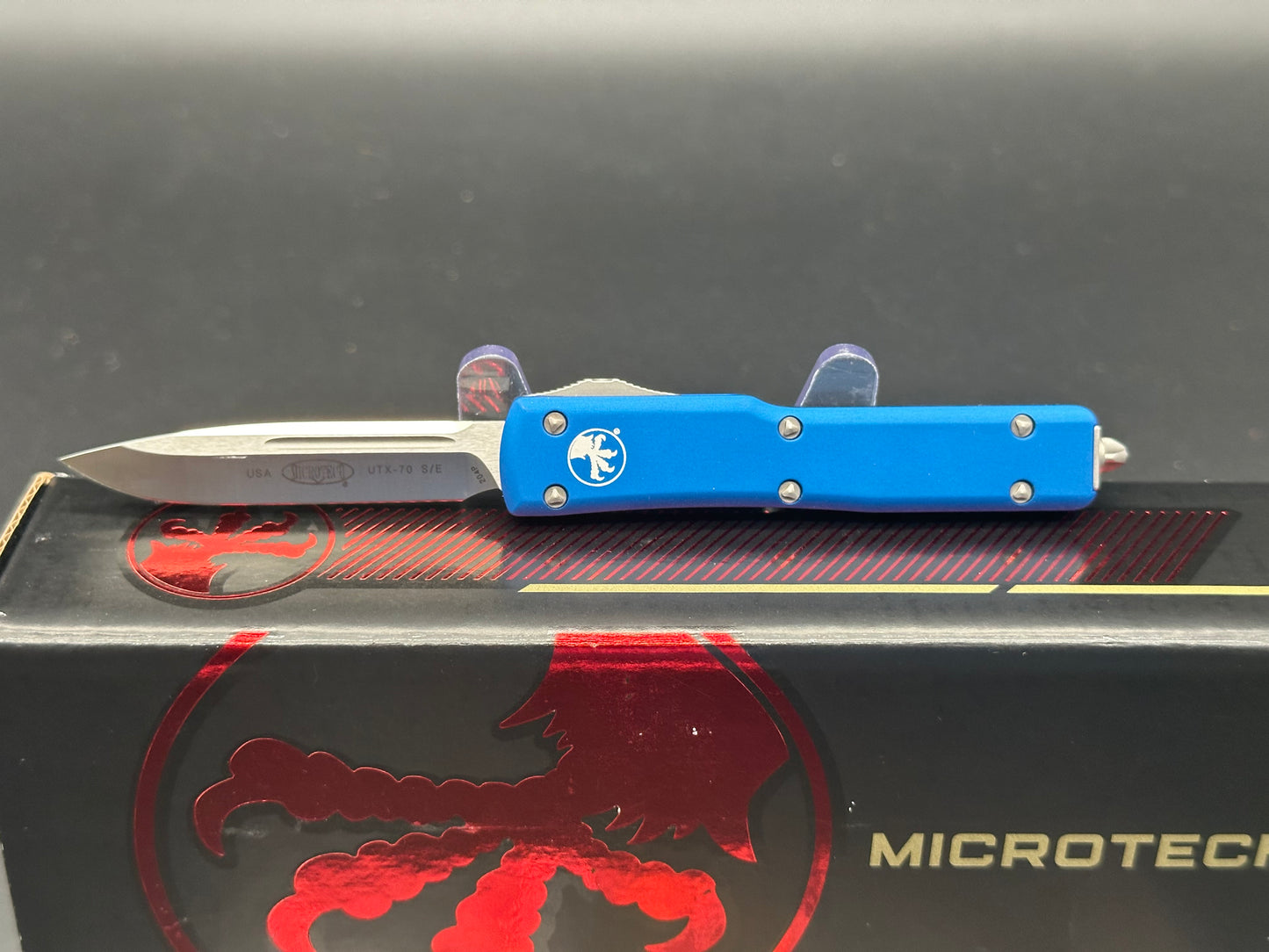 Microtech UTX-70 S/E OTF Automatic Knife Blue (2.4" Satin)