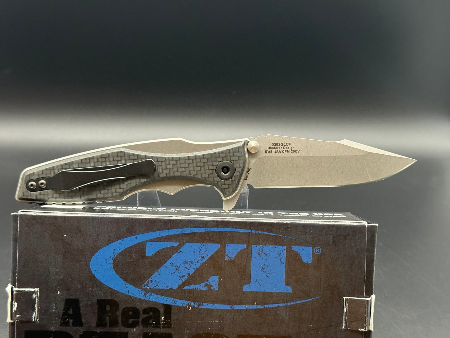 Zero Tolerance Hinderer 0393GLCF Frame Lock Knife Glow CF (3.5" Working) ZT