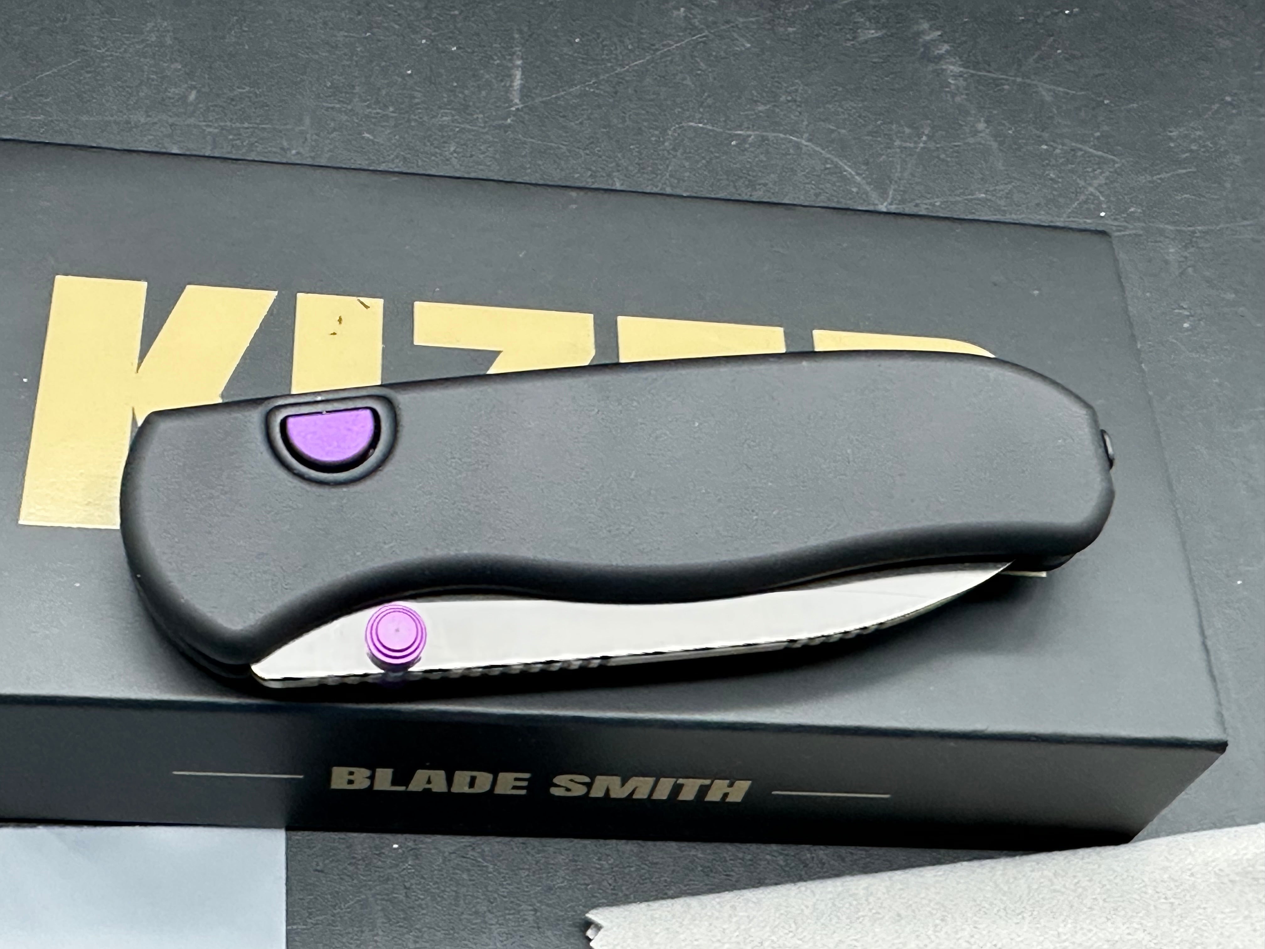 KIZER DROP BEAR ZERO FOLDING KNIFE BLACK ALUMINUM HANDLE ELMAX DROP POINT