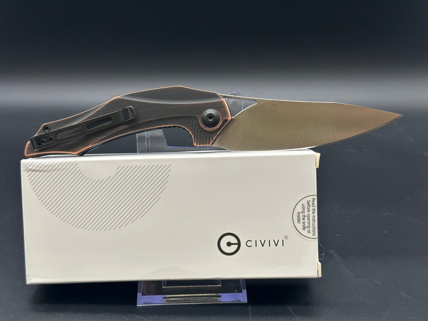 Civivi Plethiros black hand rubbed copper scales