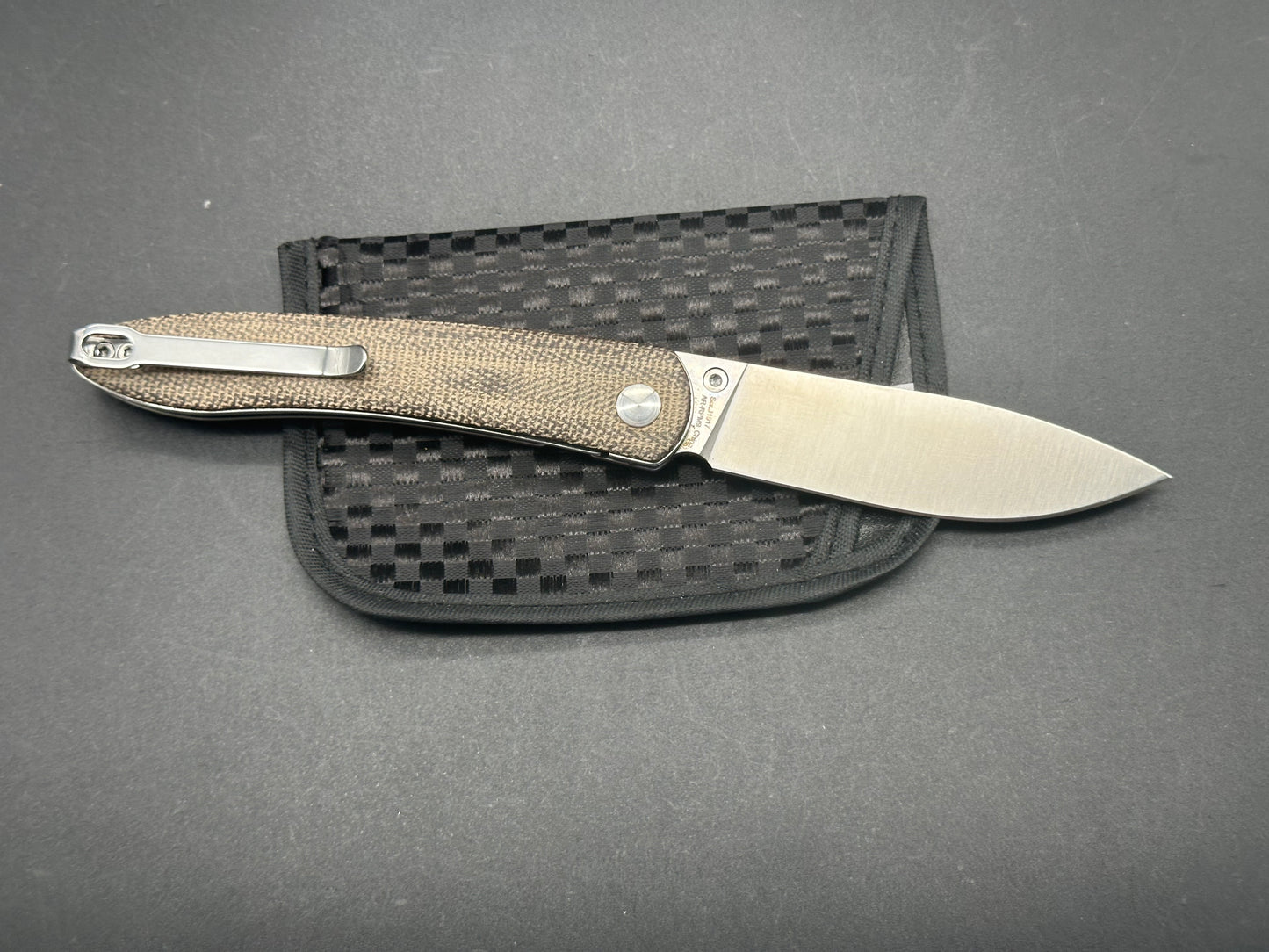 CJRB Cutlery Ria Liner Lock Knife Green Micarta (2.95" Satin)