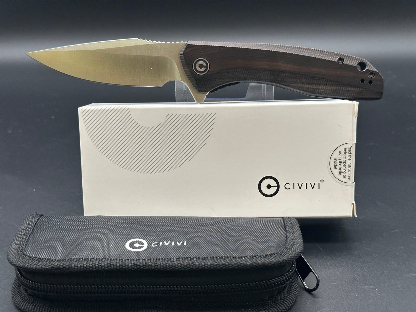 CIVIVI Baklash Flipper Liner Lock Knife Ebony Wood