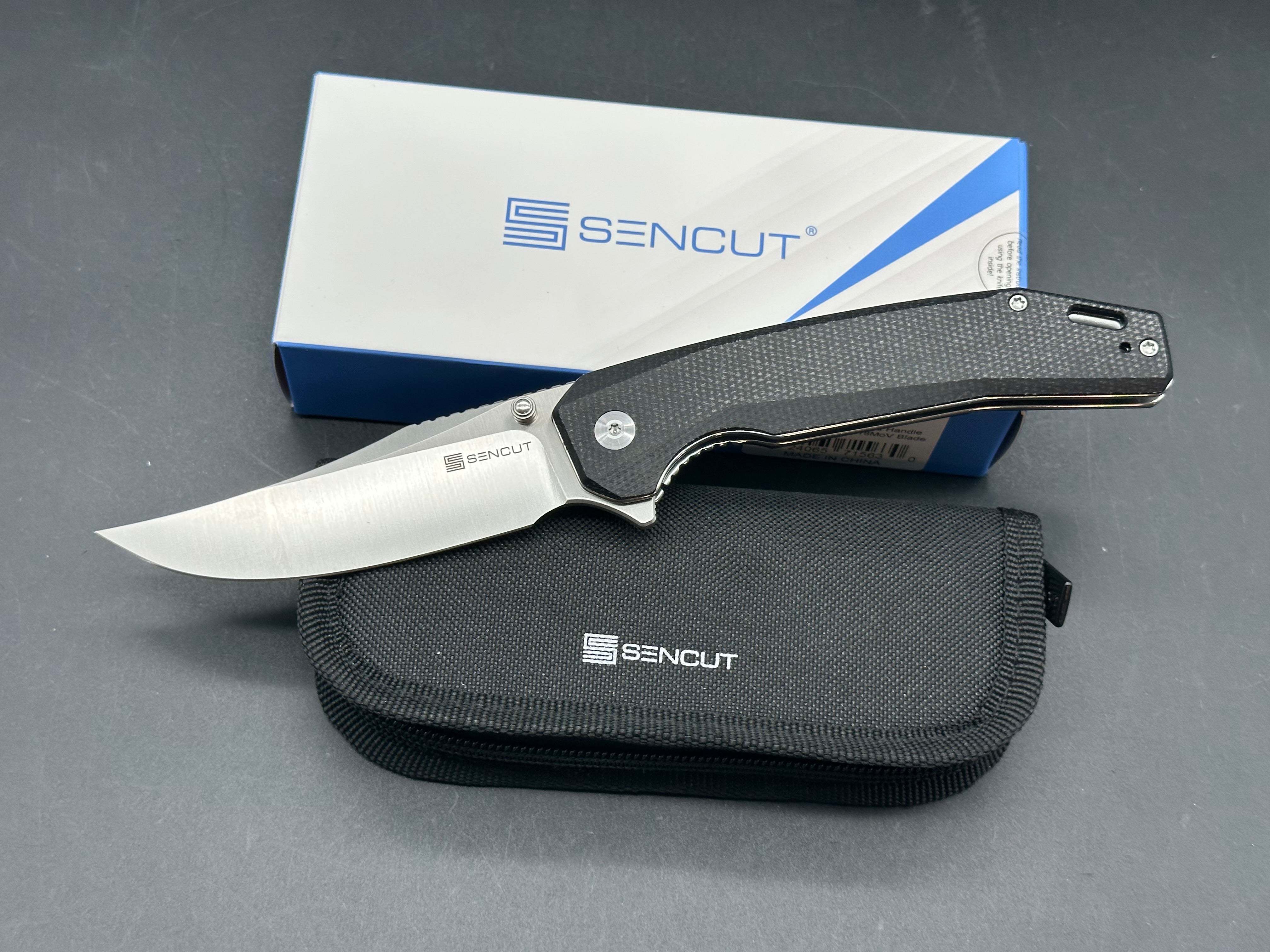 SENCUT VORNIX BLACK CANVAS MICARTA HANDLE 9CR18MOV PLAIN EDGE