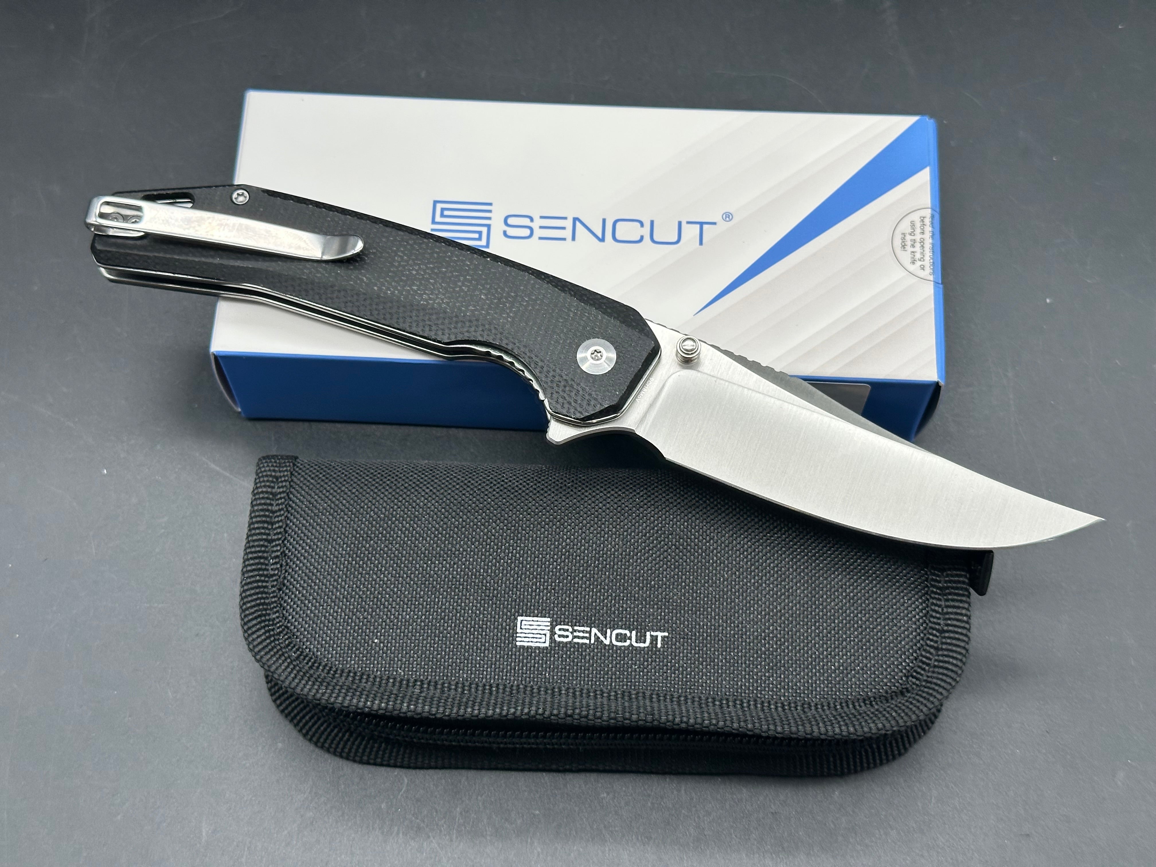 SENCUT VORNIX BLACK CANVAS MICARTA HANDLE 9CR18MOV PLAIN EDGE